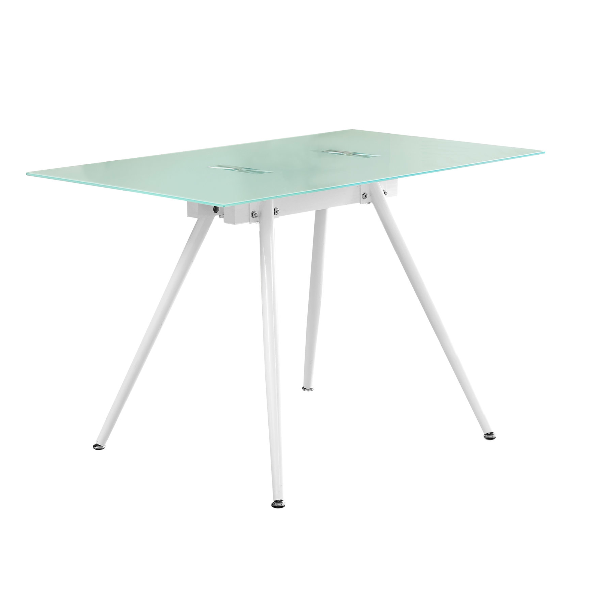 BUREAU D'ORDINATEUR - 28"X 48" / BLANC / VERRE TREMPÉ 8MM