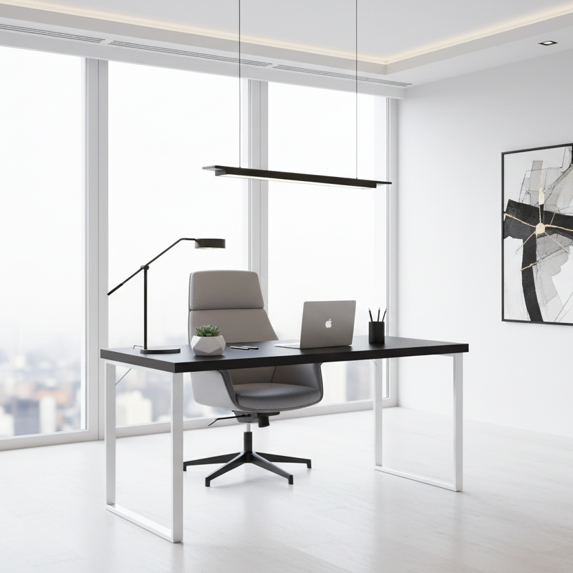 BUREAU D'ORDINATEUR - 48"L / ESPRESSO / MÉTAL ARGENTÉ