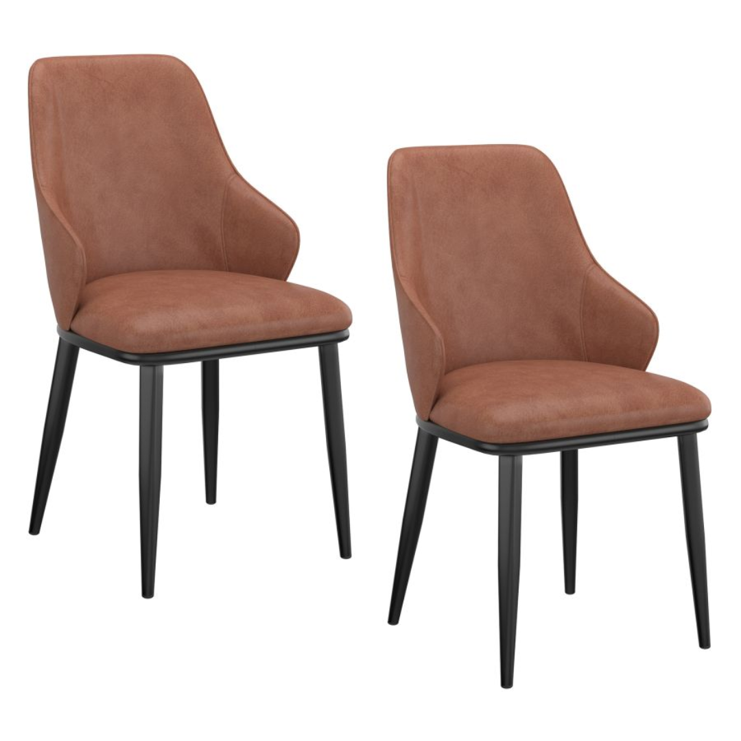 Chaises de salle à manger Kash, lot de 2, en tissu beige et noir