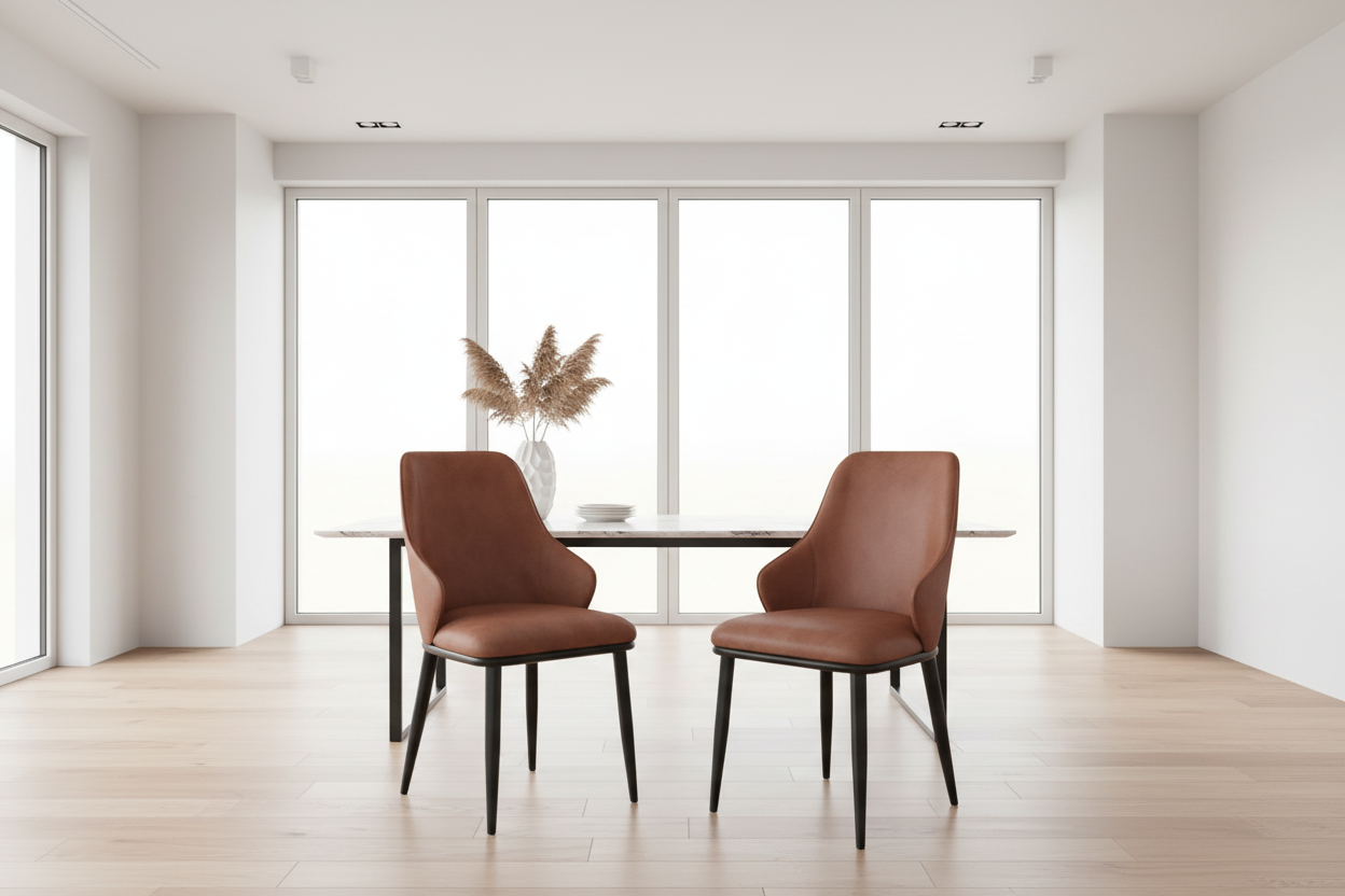 Chaises de salle à manger Kash, lot de 2, en tissu beige et noir