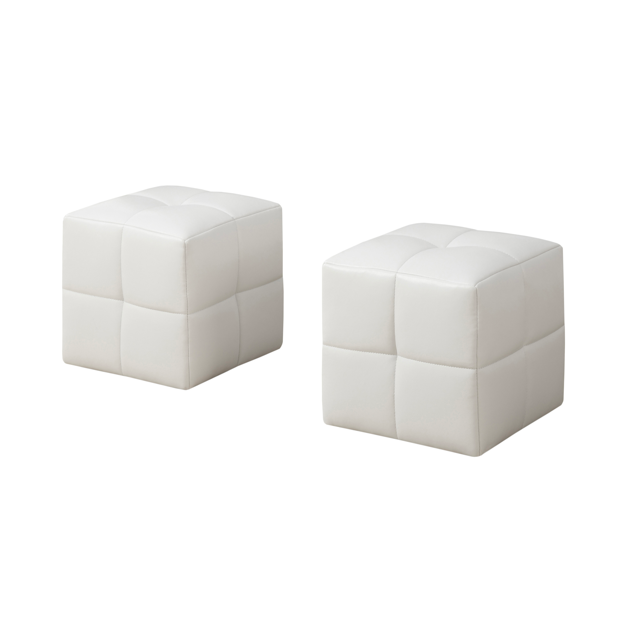 OTTOMAN - 2PCS SET / JUVENILE / WHITE LEATHER-LOOK