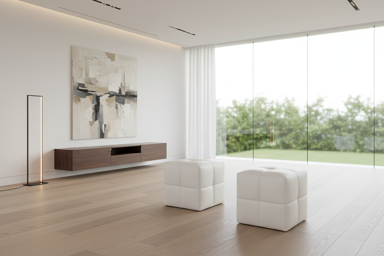 OTTOMAN - 2PCS SET / JUVENILE / WHITE LEATHER-LOOK