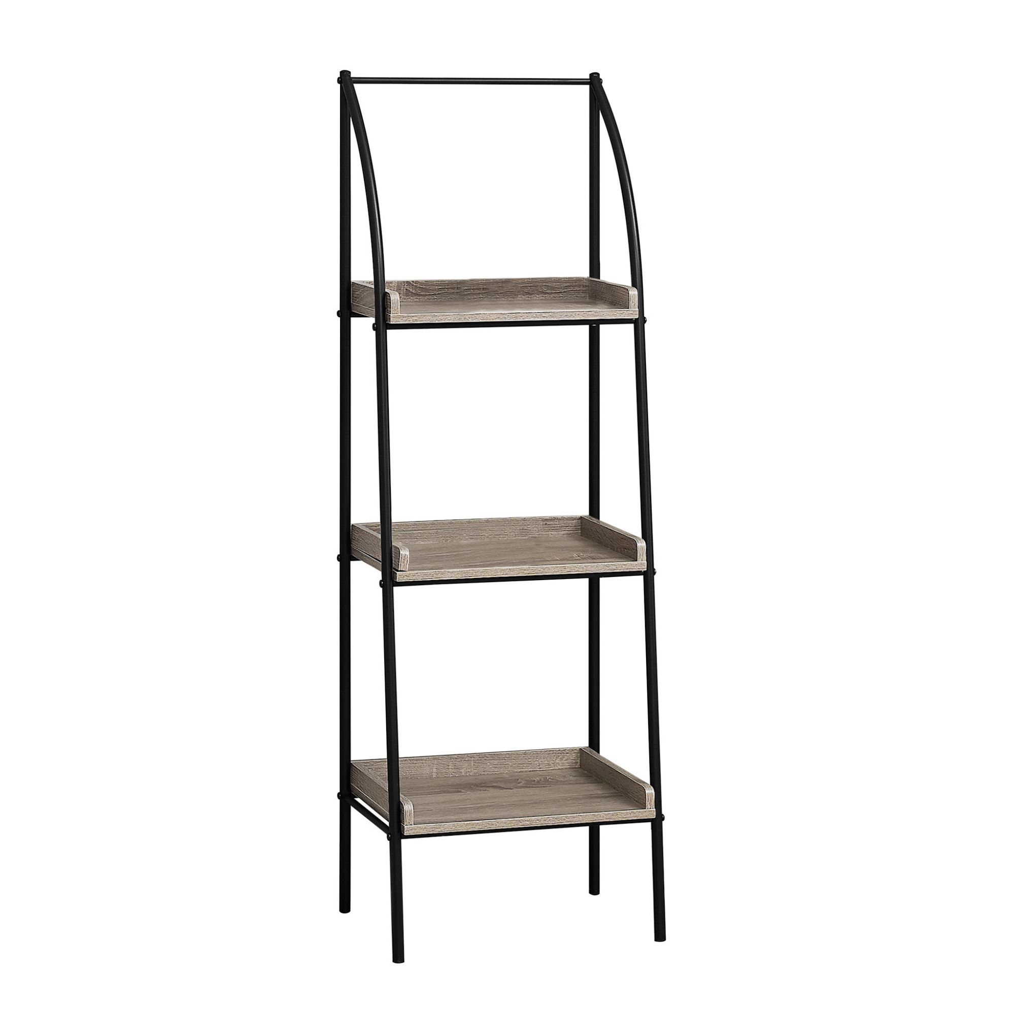 BOOKCASE - 48"H / DARK TAUPE / BLACK METAL