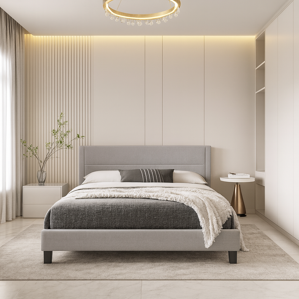 Lit en tissu gris clair IF-5354