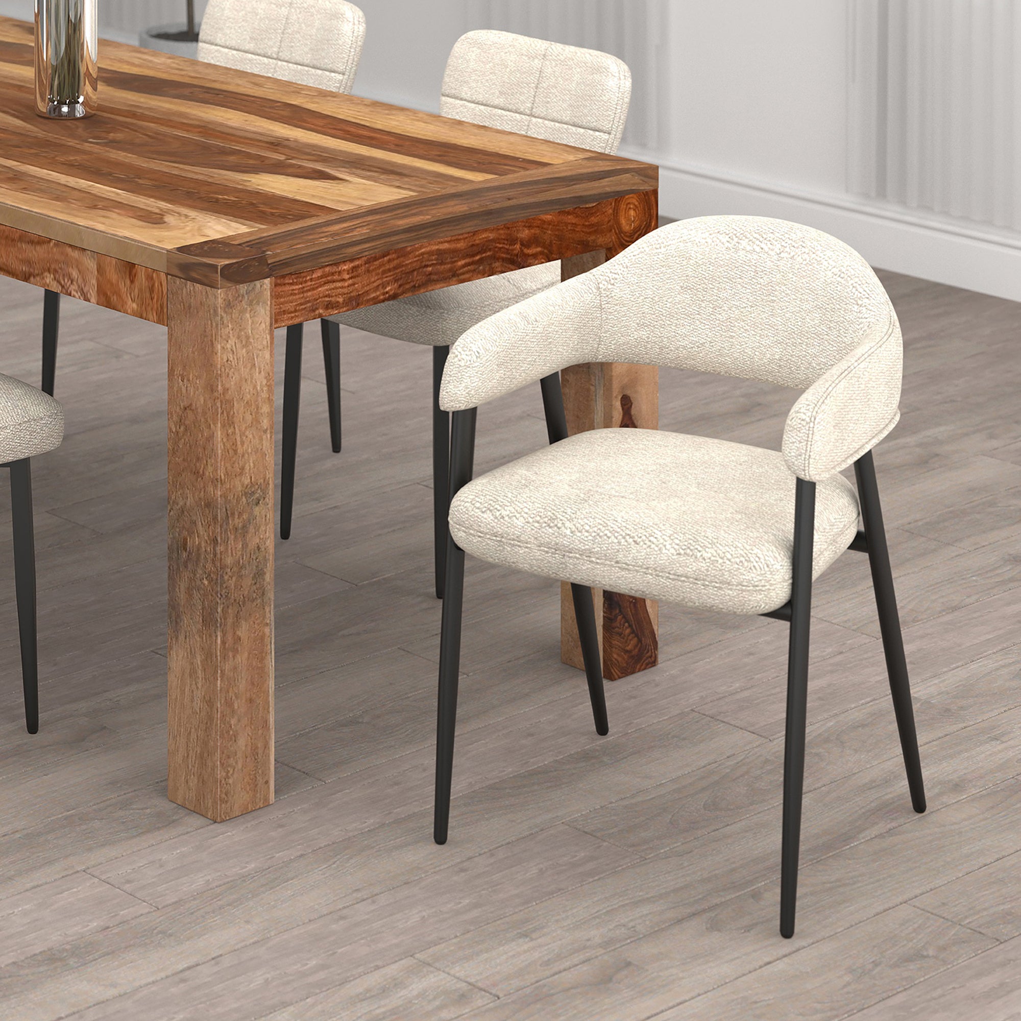 Chaise de salle à manger Archer, lot de 2, en tissu beige et noir