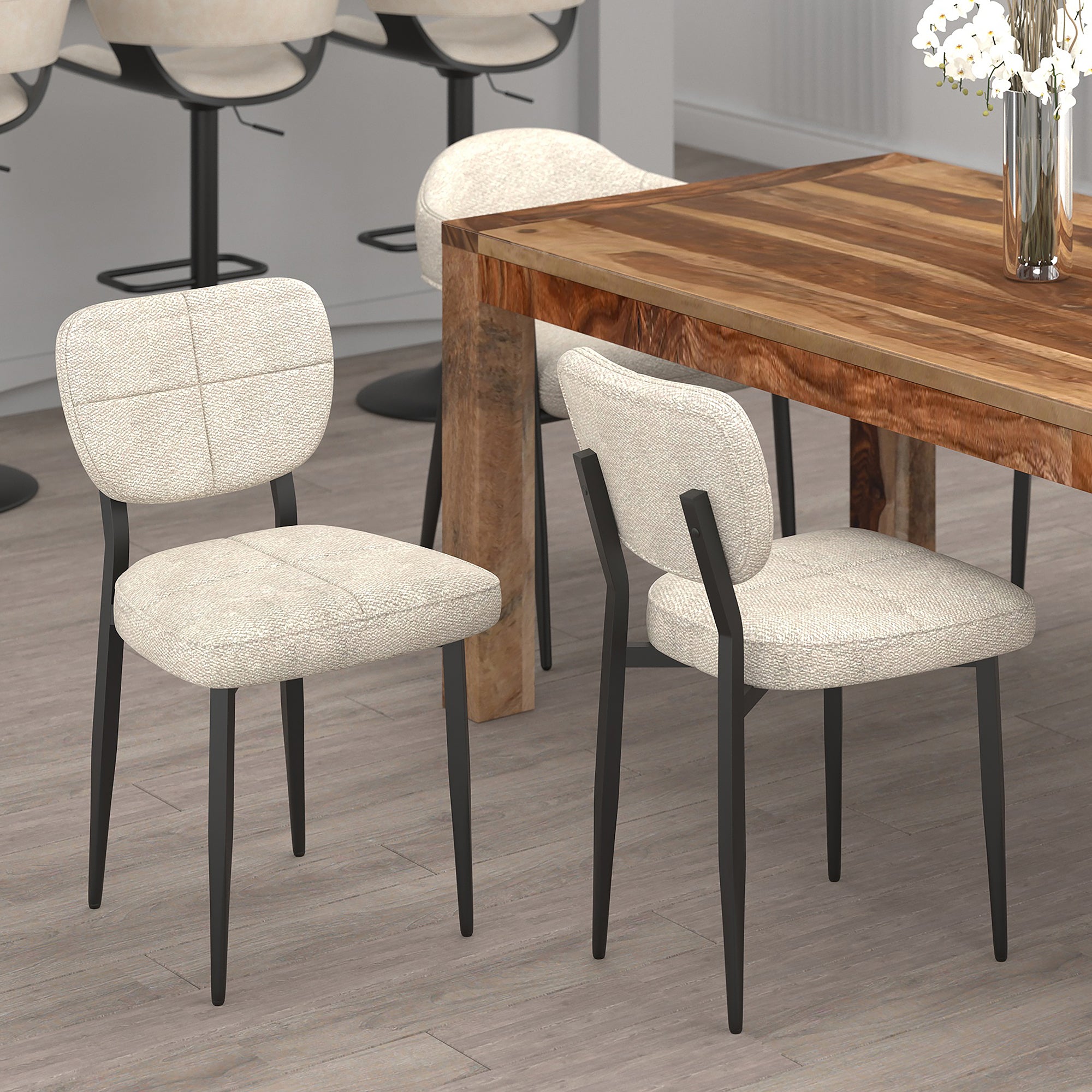 Chaise de salle à manger Zeke, lot de 2, beige et noir
