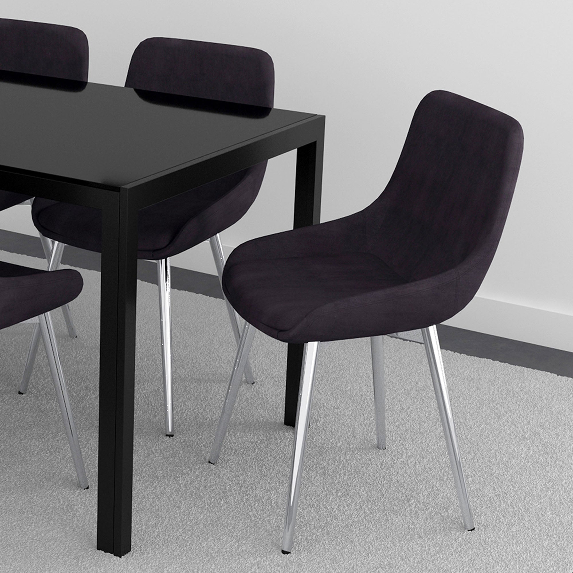 Chaise d'appoint Cassidy, lot de 2, noir et chrome