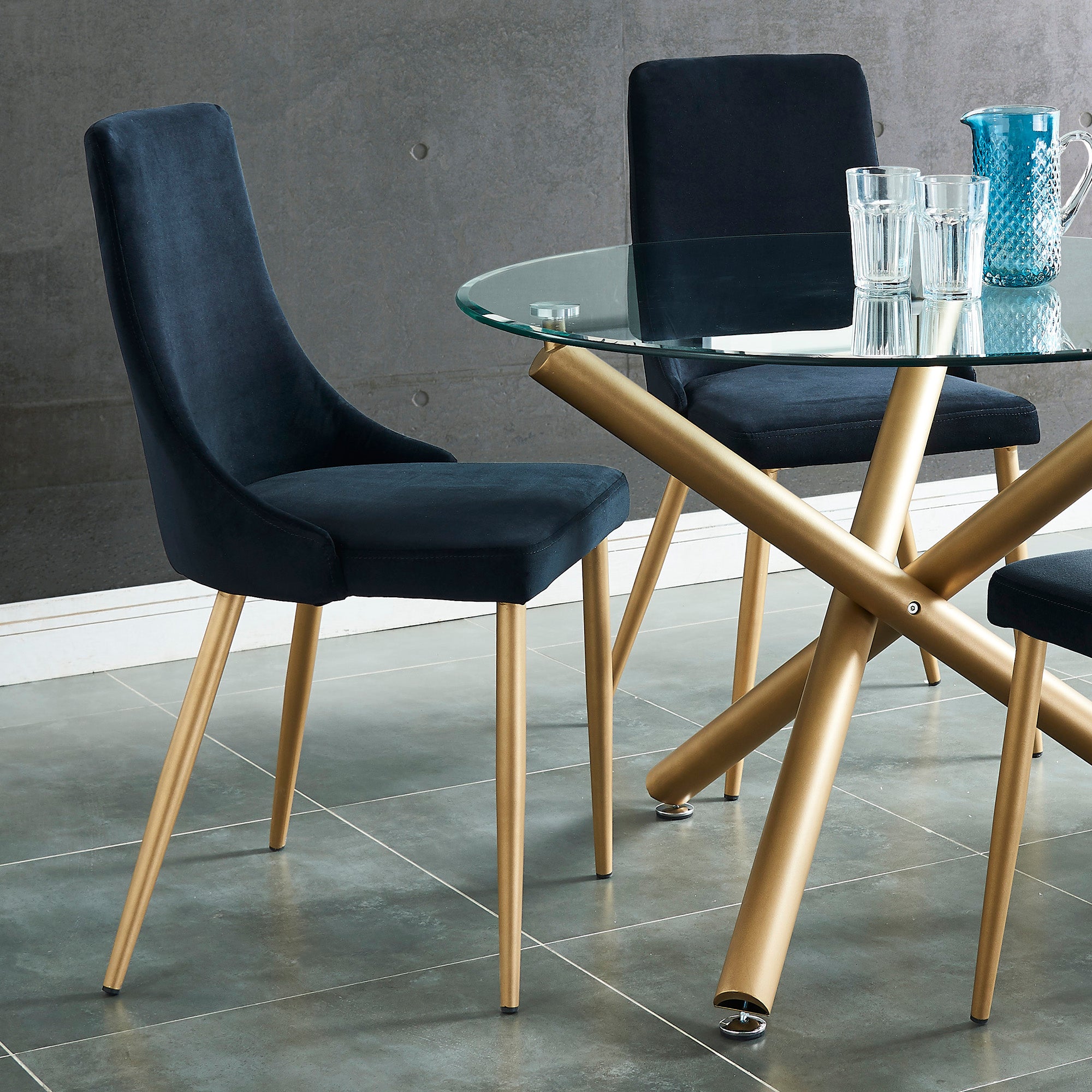 Chaise de salle à manger Carmilla, lot de 2, noir et or vieilli