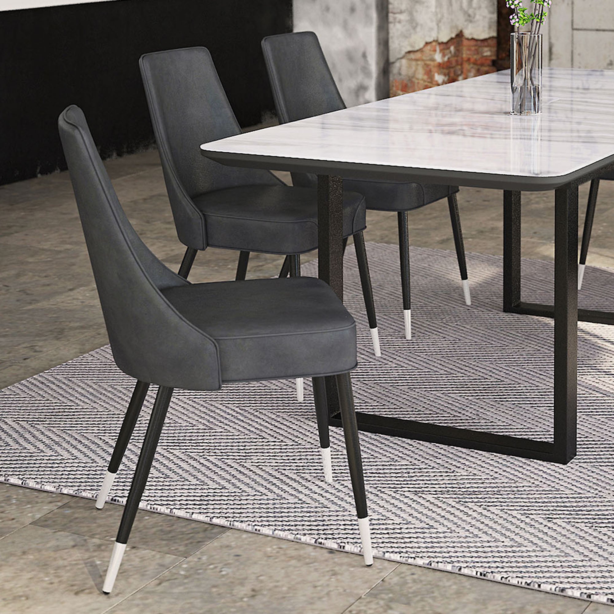 Chaises de salle à manger Silvano, lot de 2, gris vintage et noir