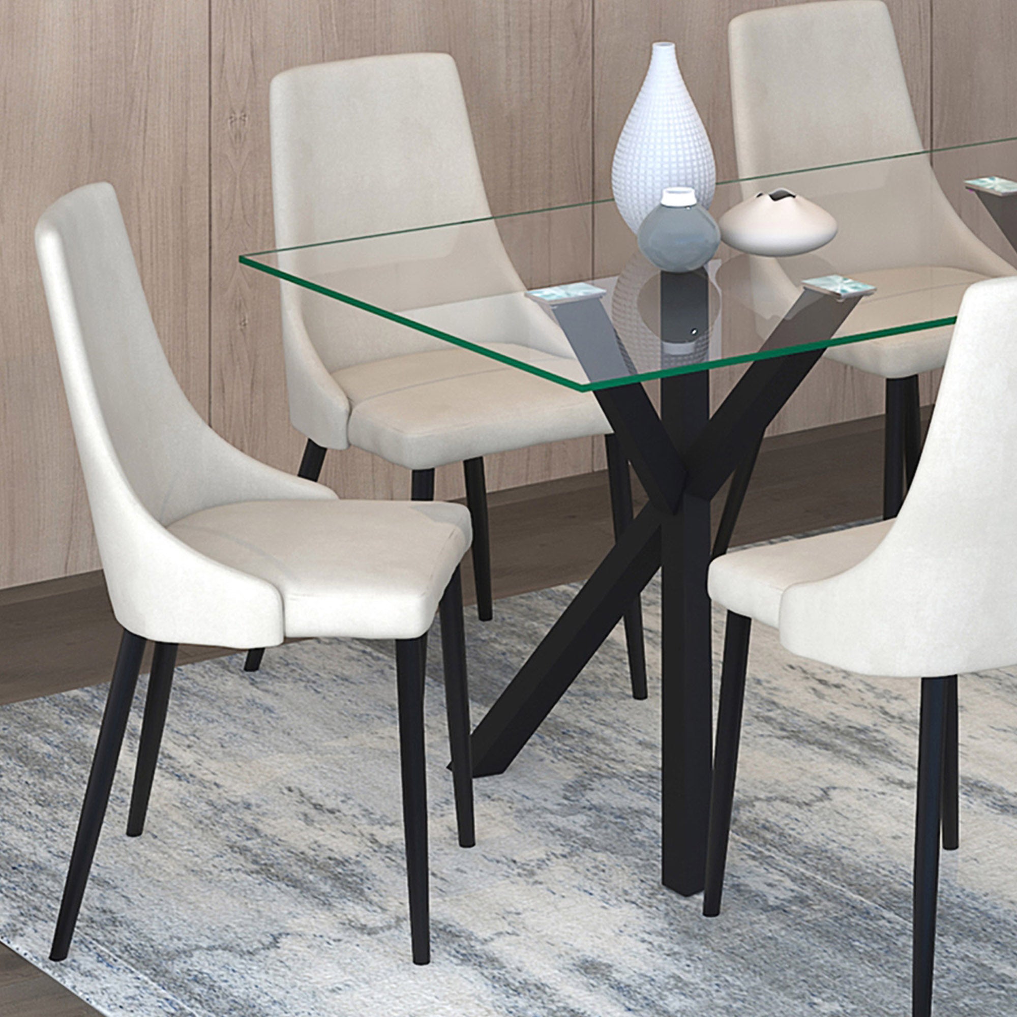 Chaises de salle à manger Venice, lot de 2, beige et noir