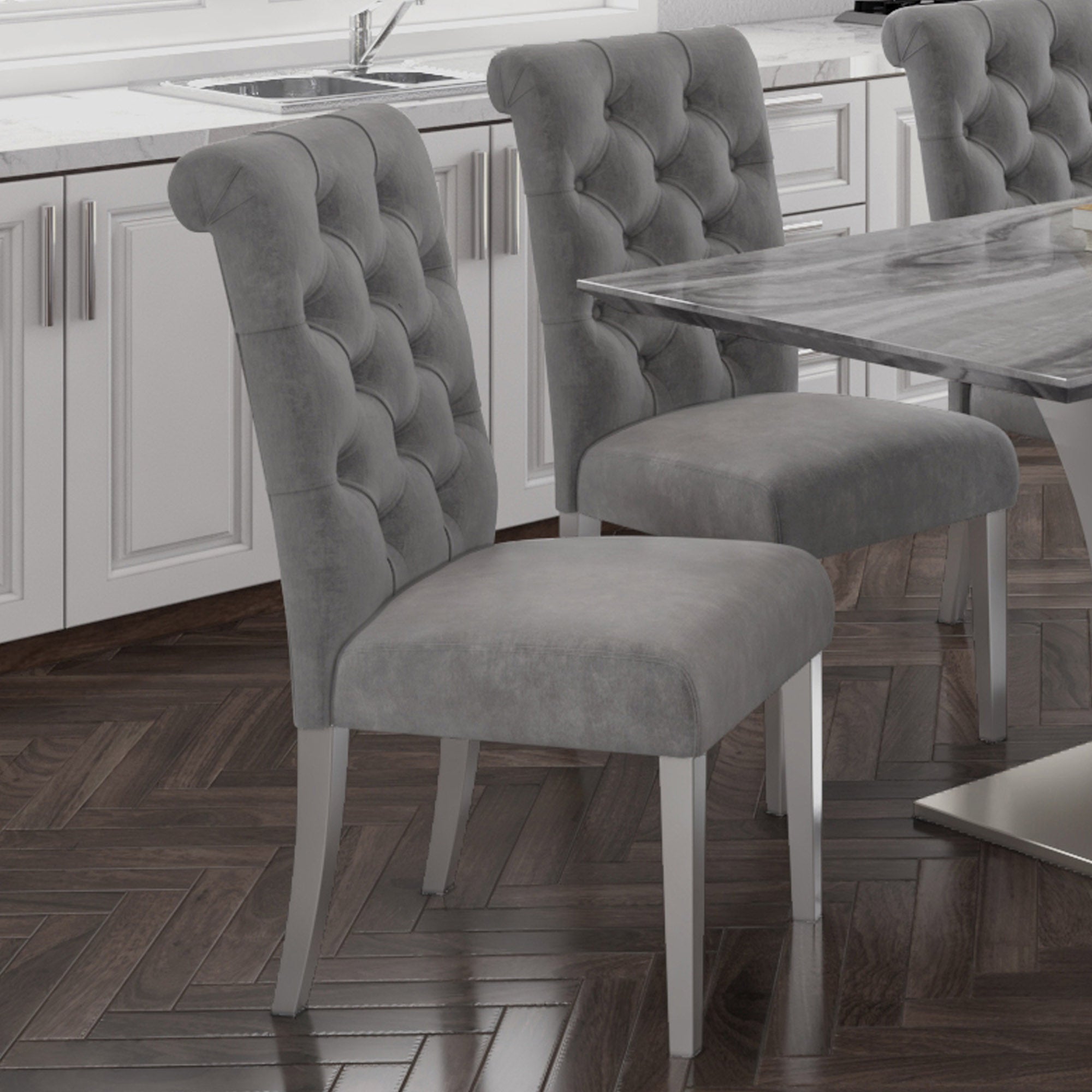 Chaise d'appoint Chloé, lot de 2, gris et argent