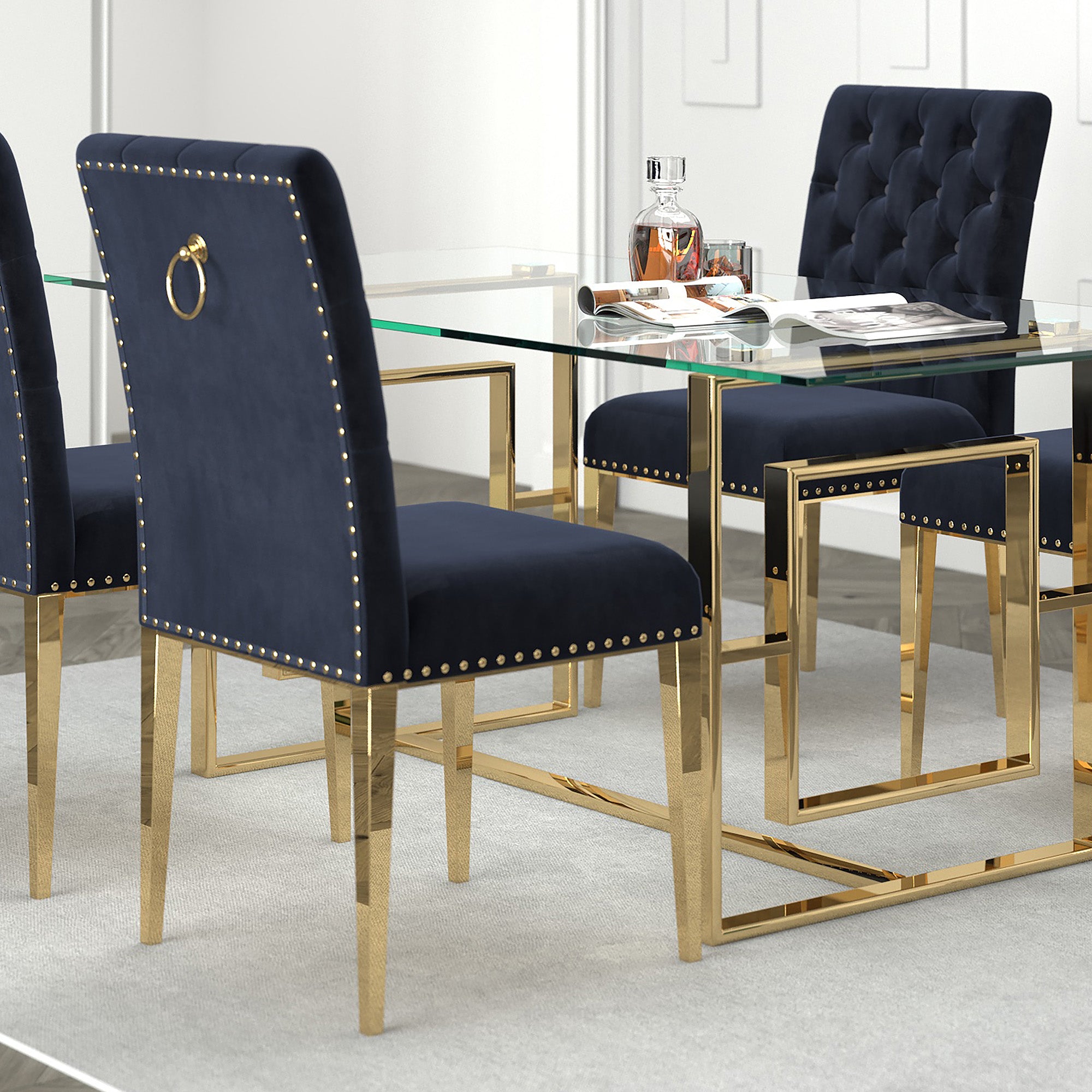 Chaise de salle à manger Azul, lot de 2, noir et or