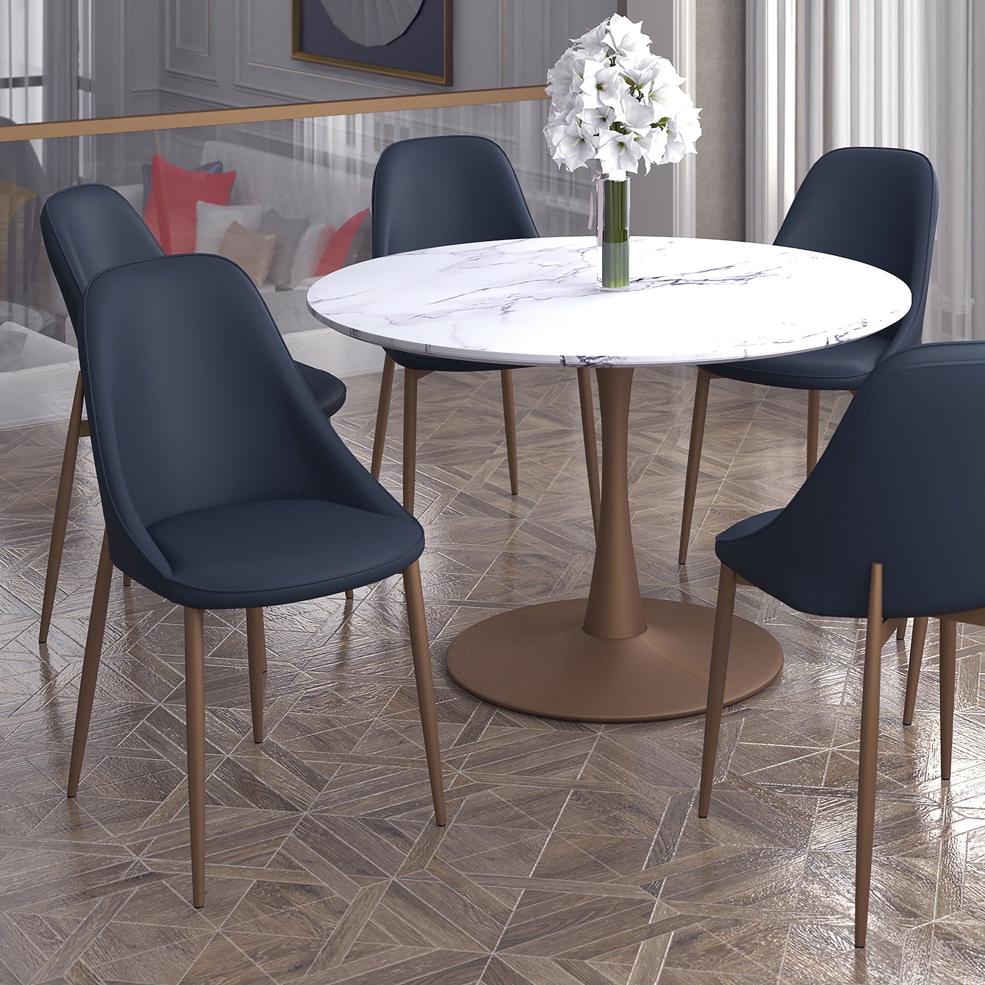Chaise de salle à manger Cleo, lot de 2, en noir et or vieilli