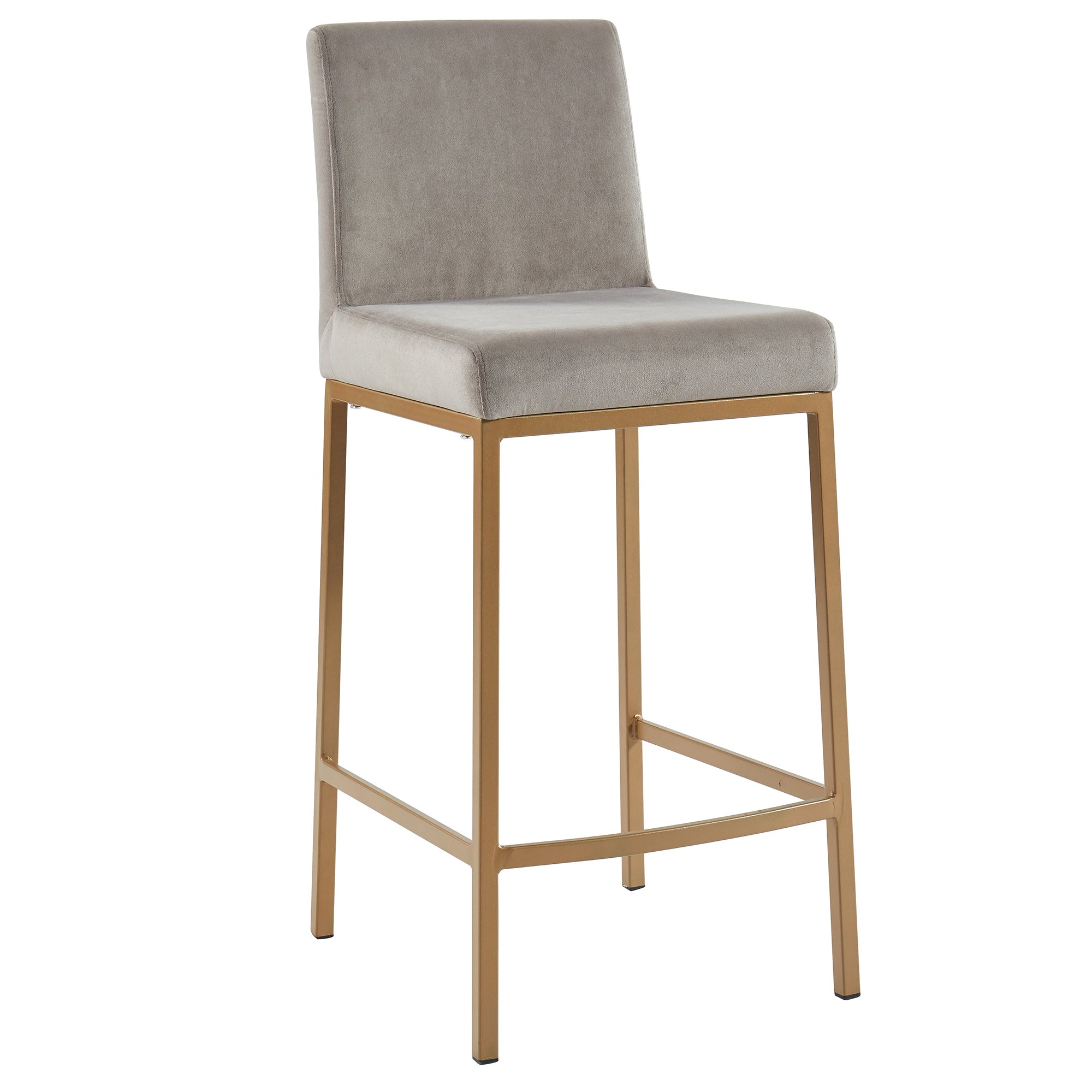 Tabouret de bar Diego 26 po, gris/doré vieilli, lot de 2