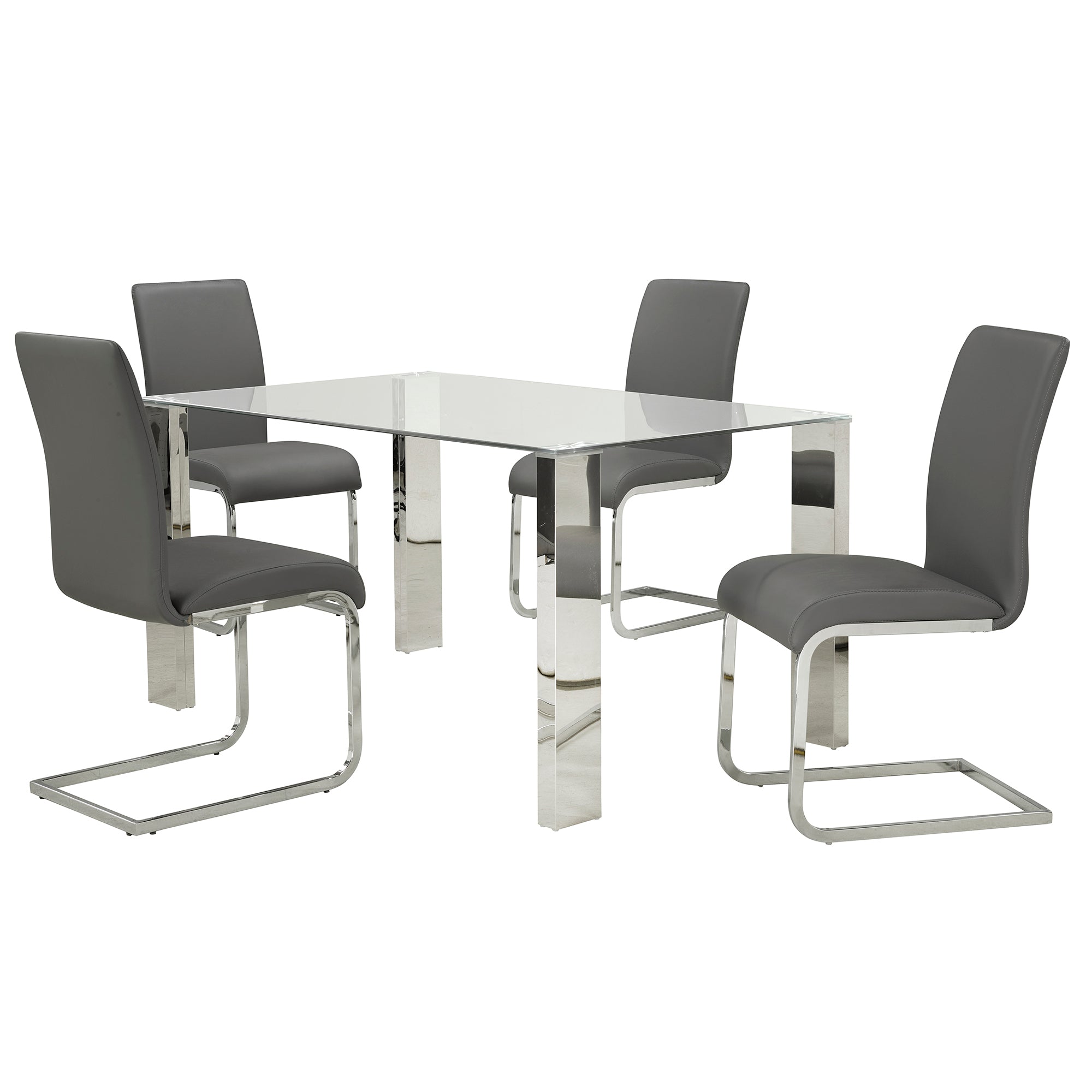 Ensemble de salle à manger Frankfurt/Maxim 5 pièces en chrome