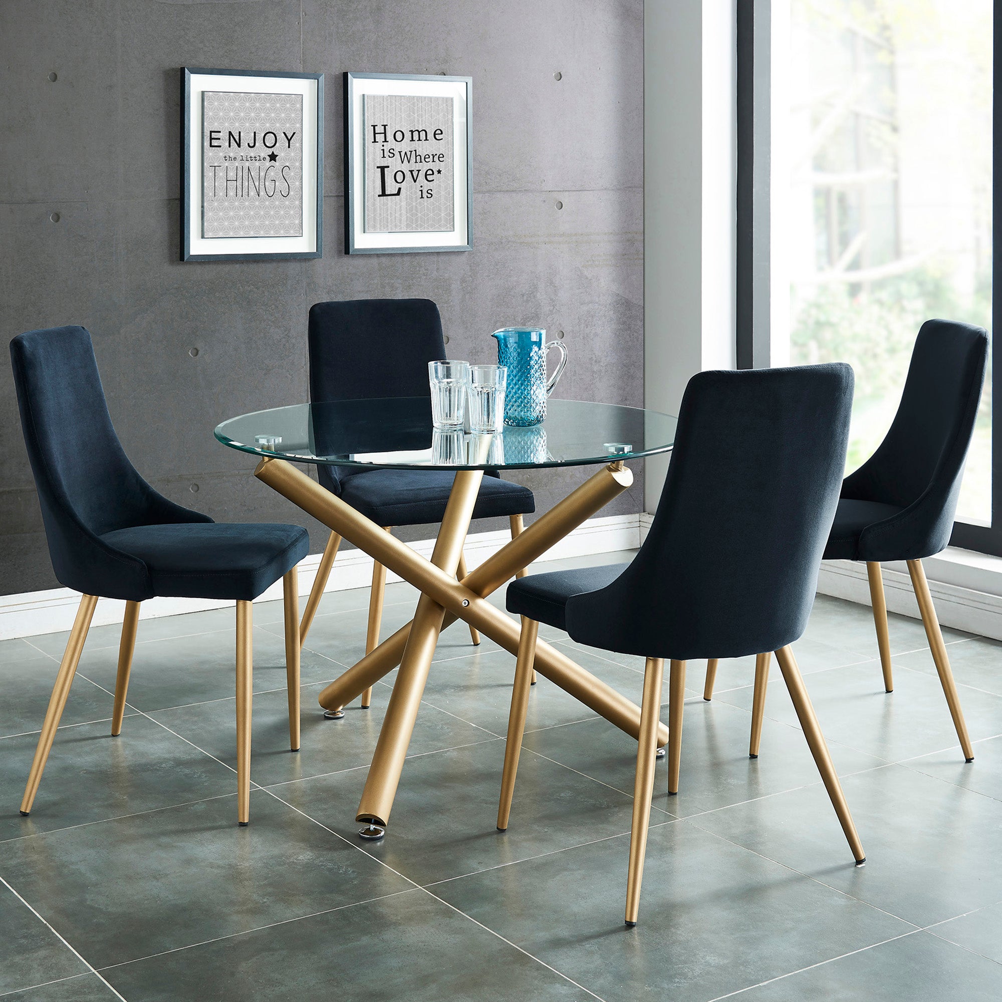 Ensemble de salle à manger Carmilla 5 pièces - Chaises noires
