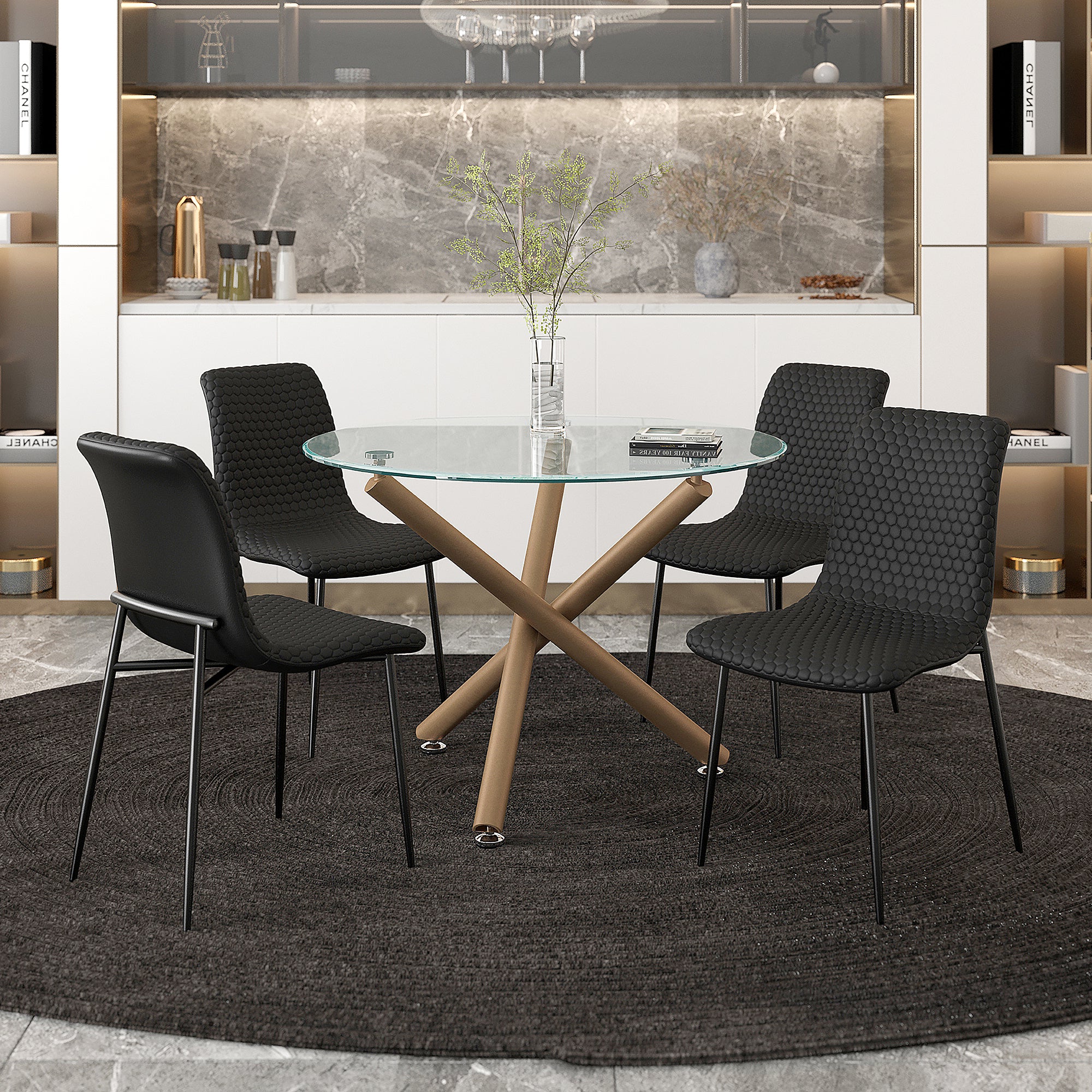 Ensemble de salle à manger Carmilla Brixx Blk-5Pc