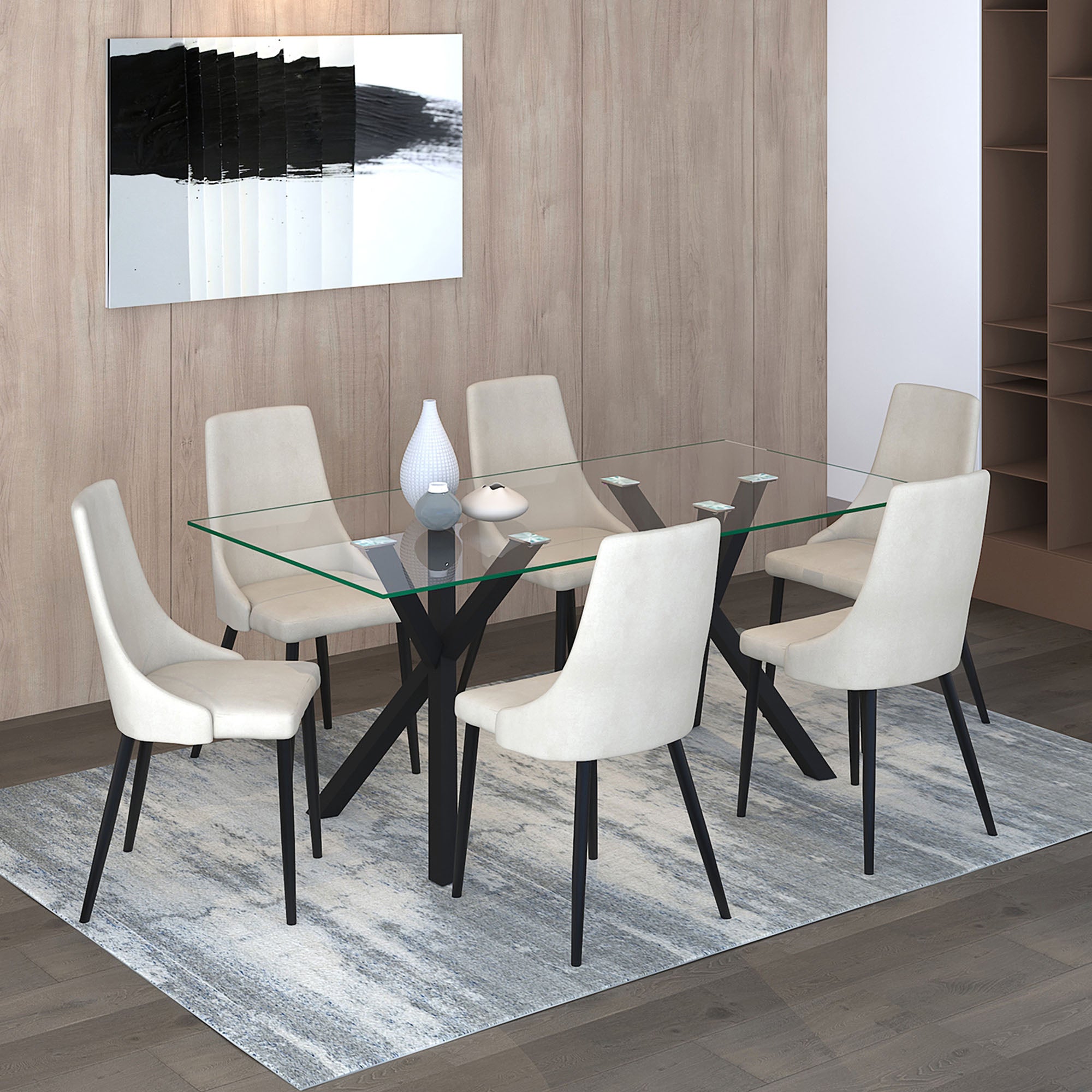 Ensemble de salle à manger Stark Bk Venice Beg-7 pièces