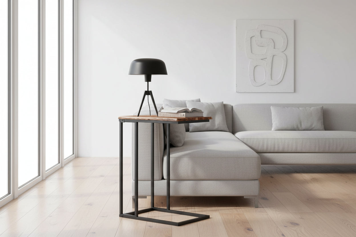 Table d'appoint Jivin en naturel et noir