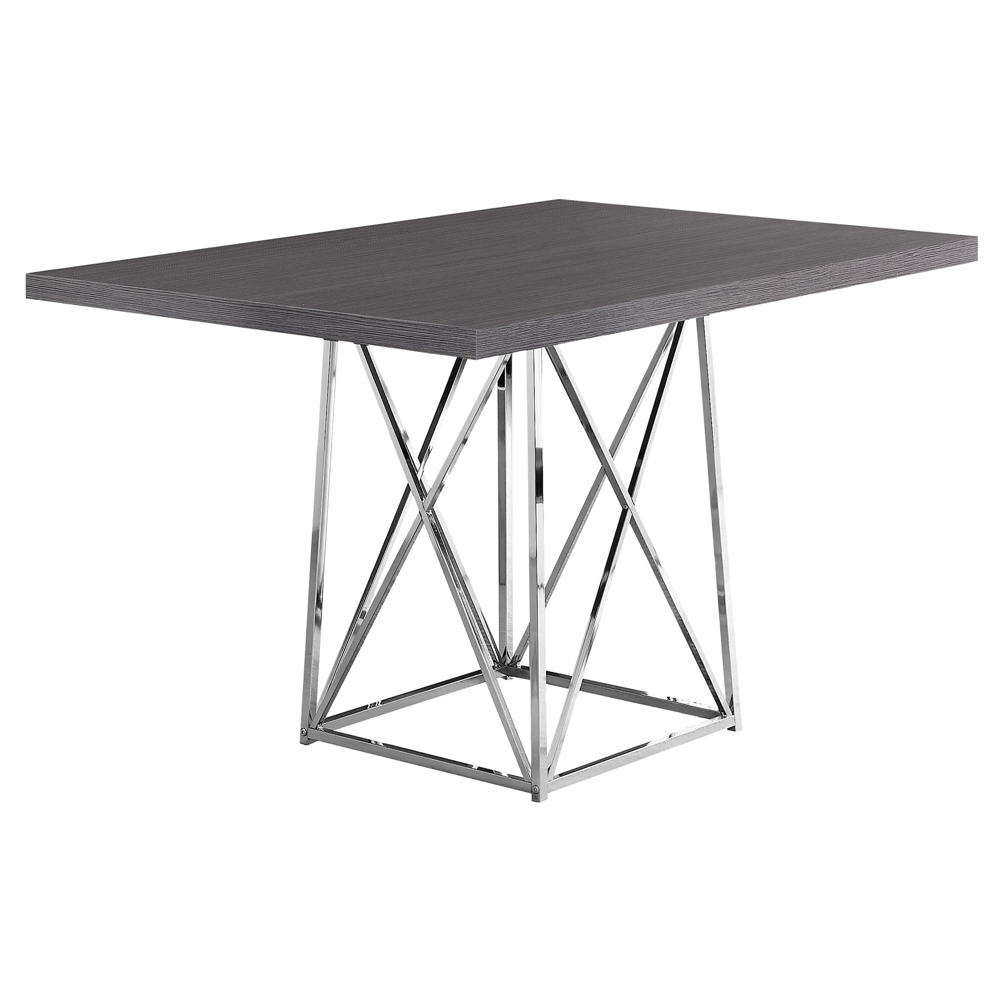 TABLE À MANGER - 91 x 122 cm / GRIS / MÉTAL CHROMÉ