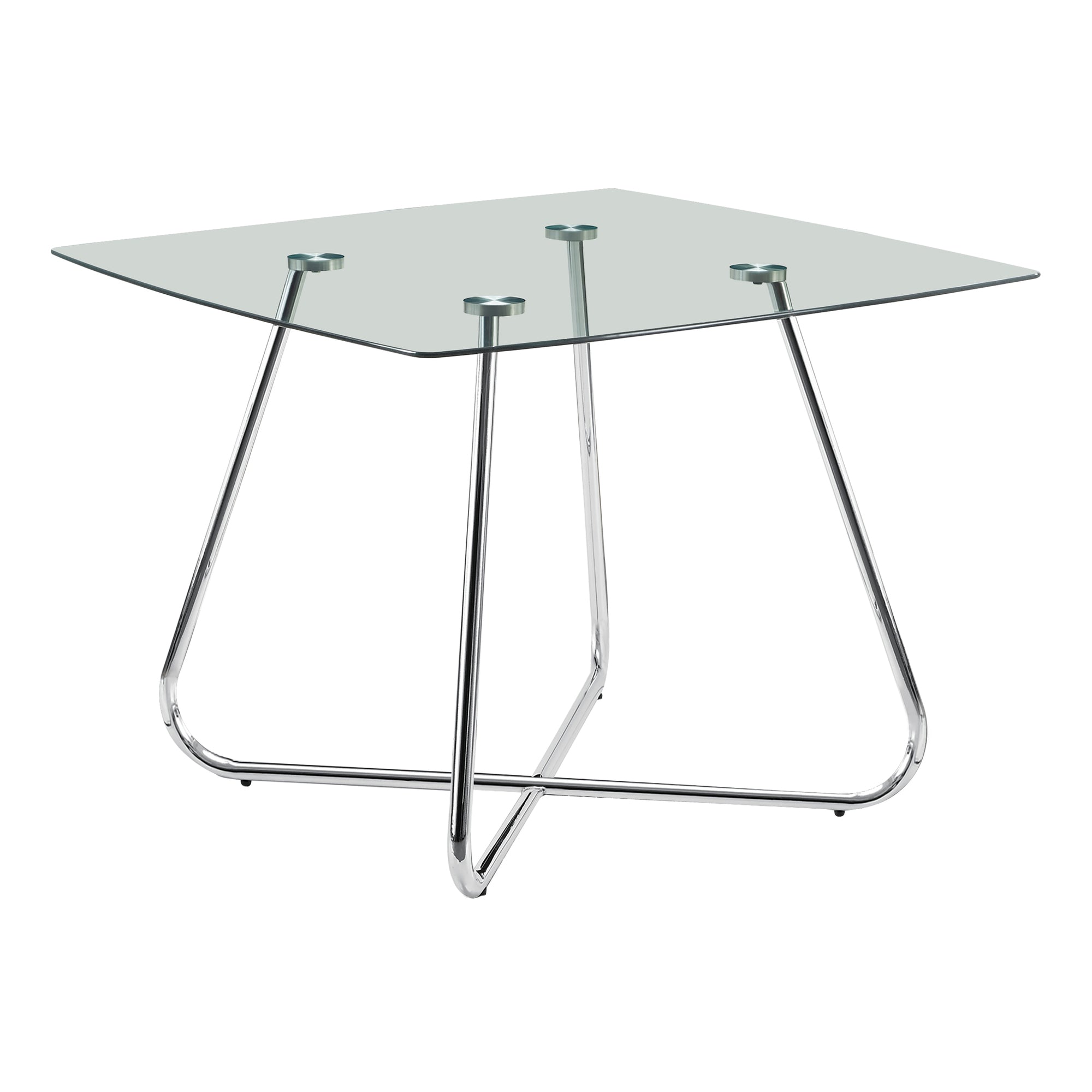 TABLE À MANGER - 40" DE DIAMÈTRE CHROMÉE AVEC VERRE TREMPÉ DE 8 MM