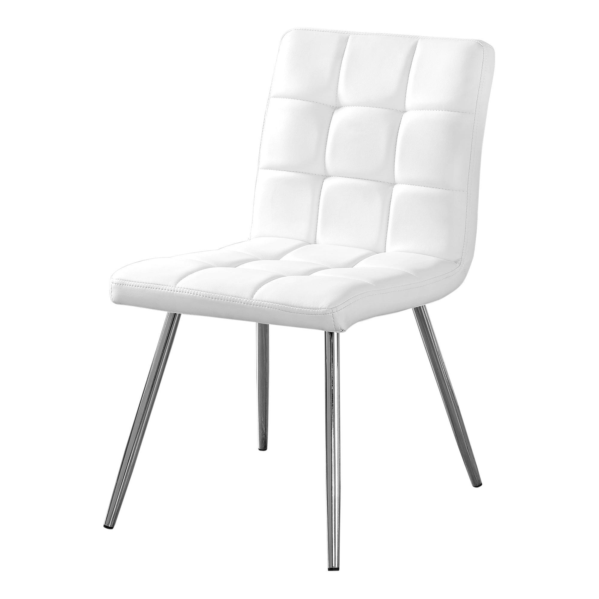 Chaises de salle à manger - 2 pièces / 32"H / Similicuir blanc / Chrome