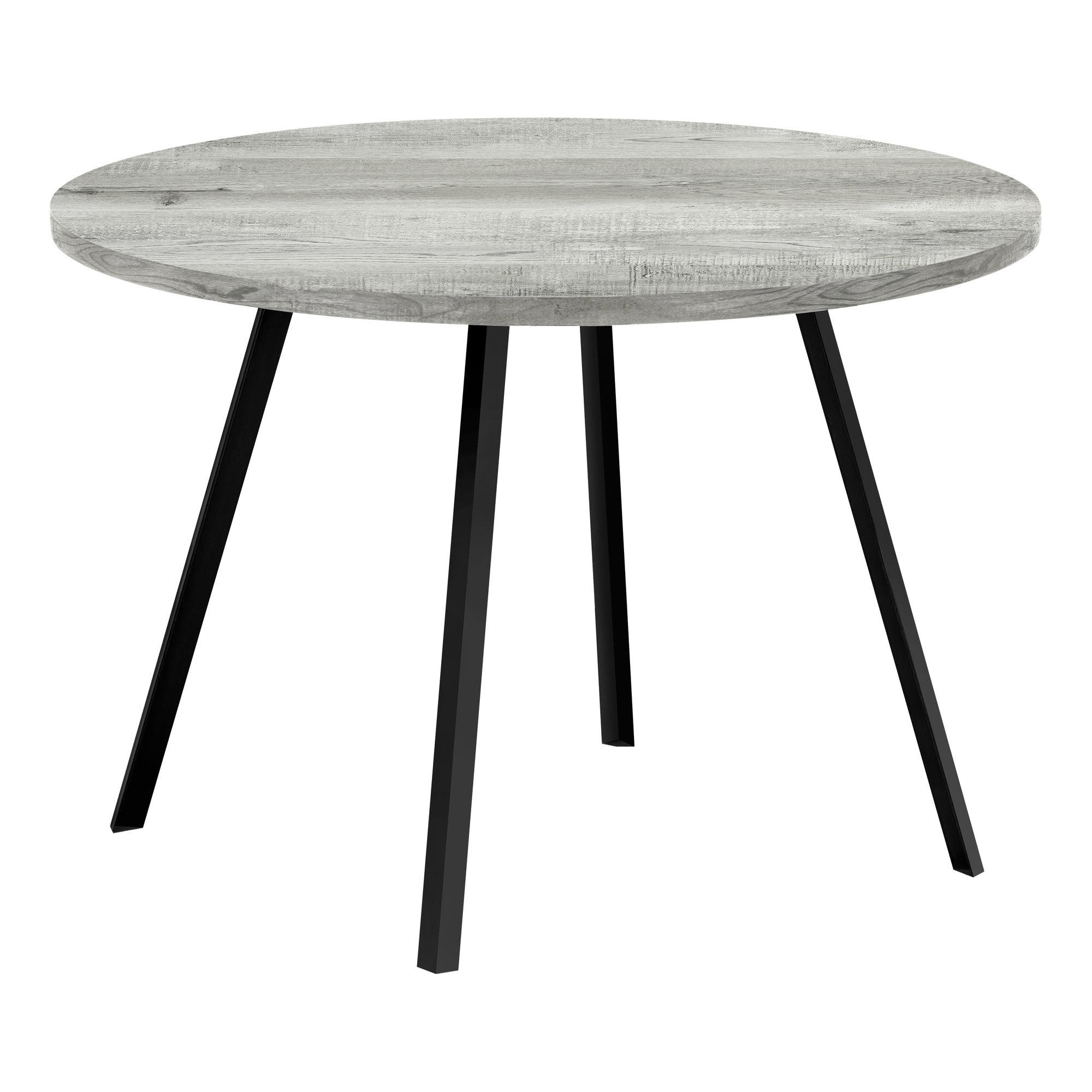 DINING TABLE - 48"DIA/ GREY RECLAIMED WOOD / BLACK METAL