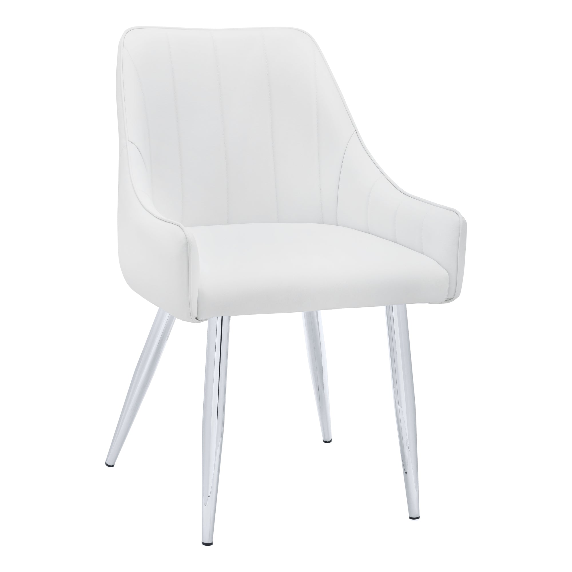 Chaises de salle à manger - 2 pièces / 33"H / Similicuir blanc / Chrome