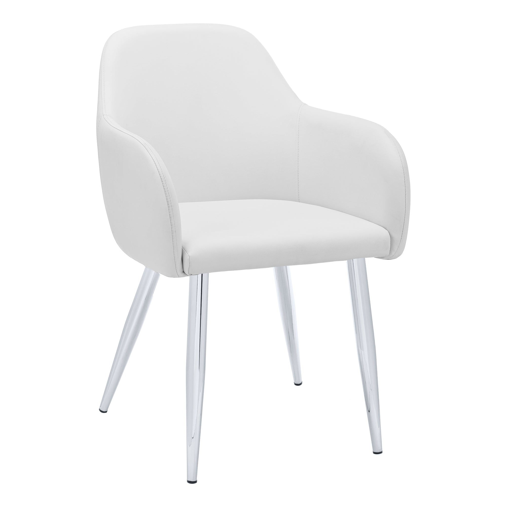 Chaises de salle à manger - 2 pièces / 33"H / Similicuir blanc / Chrome