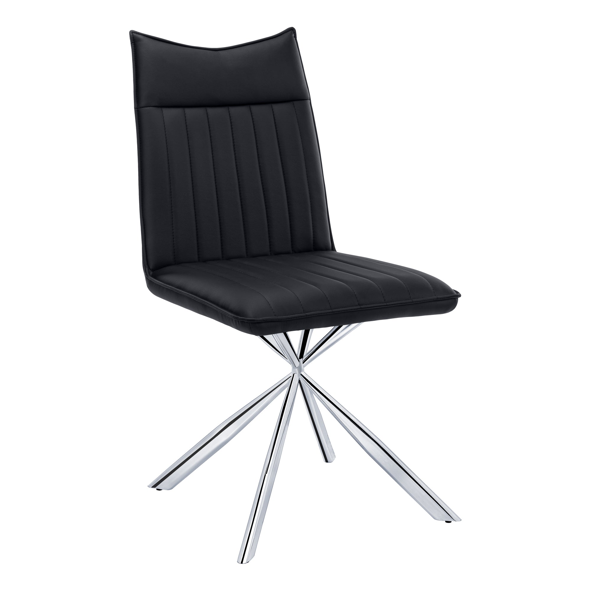 Chaises de salle à manger - 2 pièces / 91 cm de hauteur / Similicuir noir / Chrome