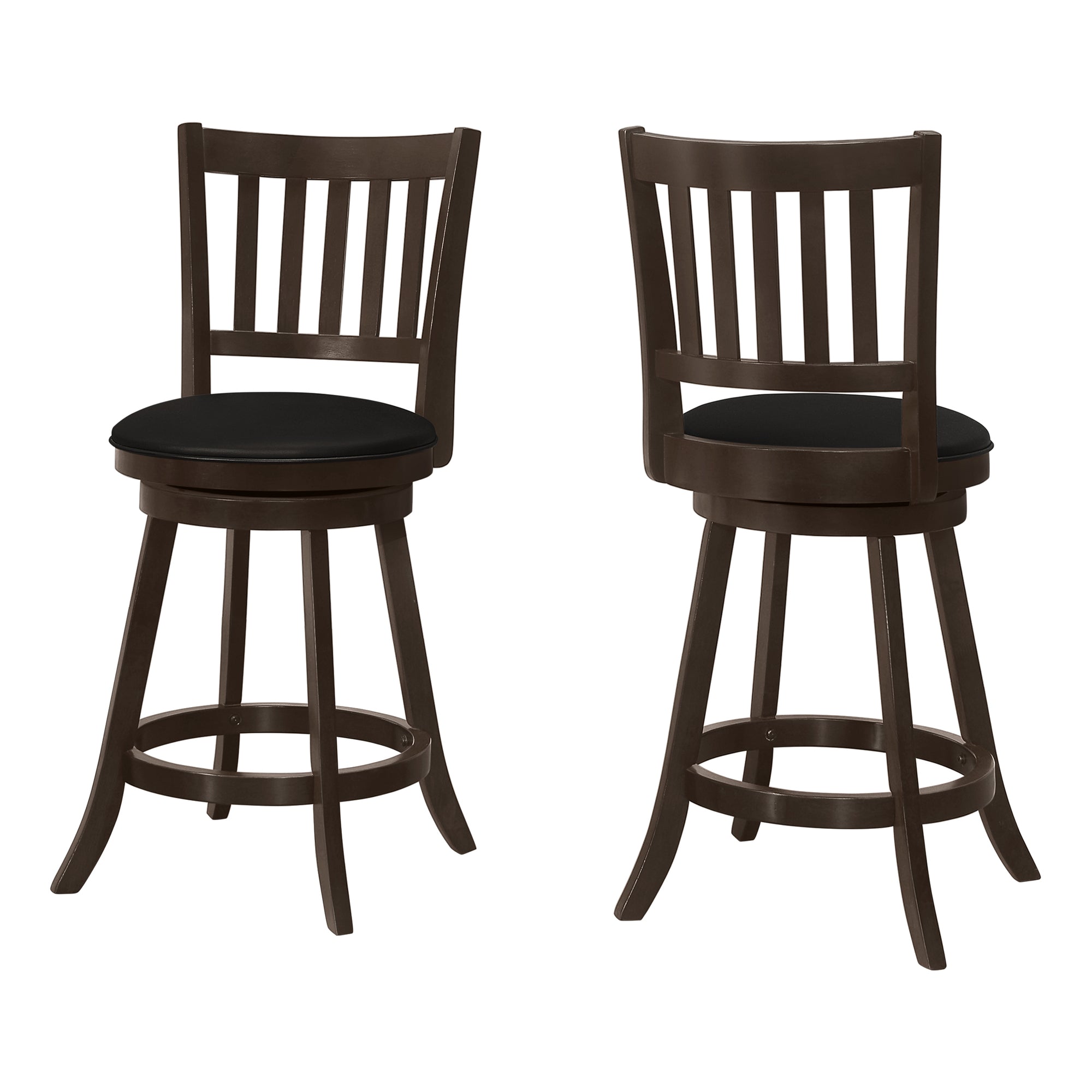 TABOURET DE BAR - 2 PIÈCES / 39"H / ESPRESSO / HAUTEUR DE COMPTOIR PIVOTANTE