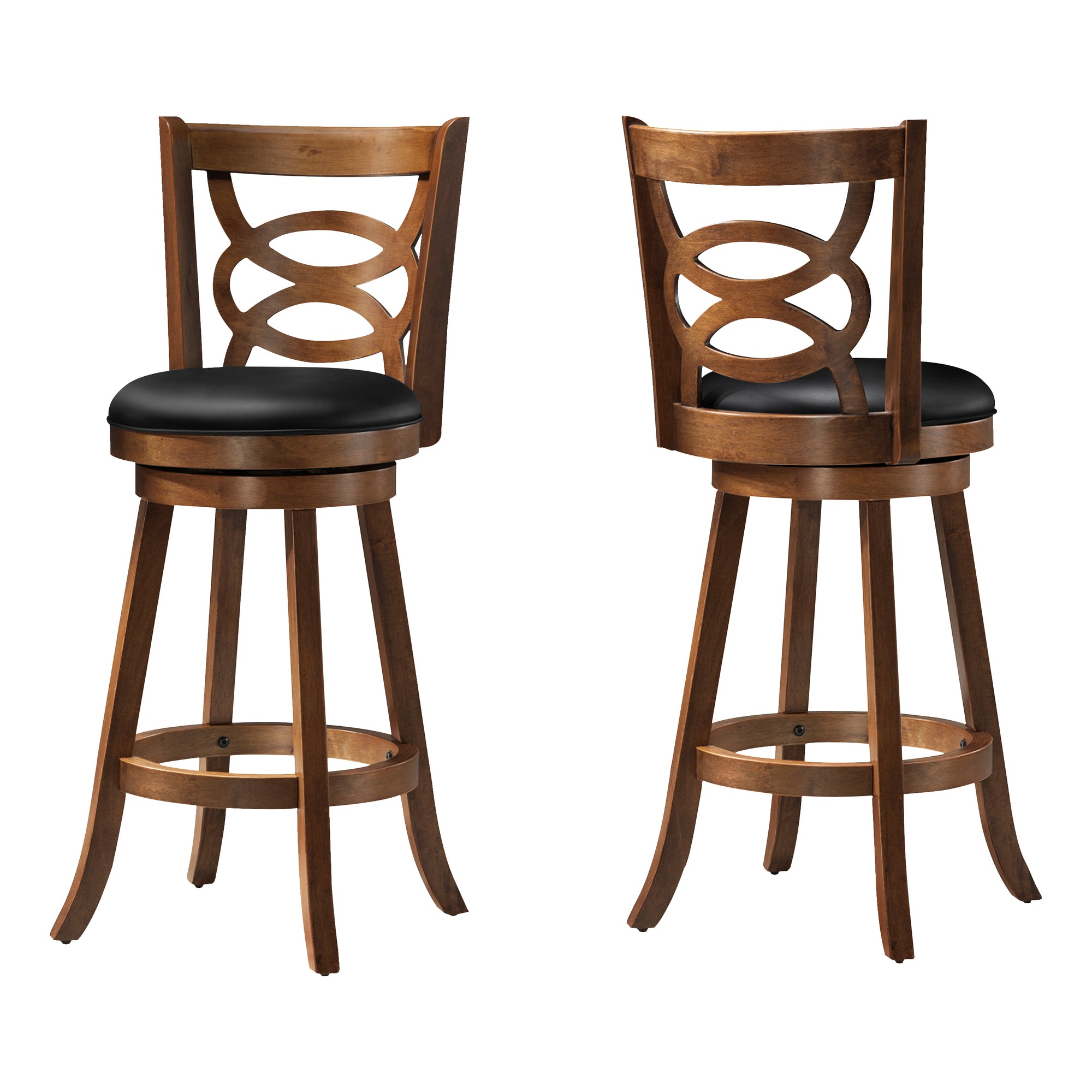 TABOURET DE BAR - 2 PIÈCES / 42"H / PIVOTANT / HAUTEUR DE BAR EN CHÊNE FONCÉ