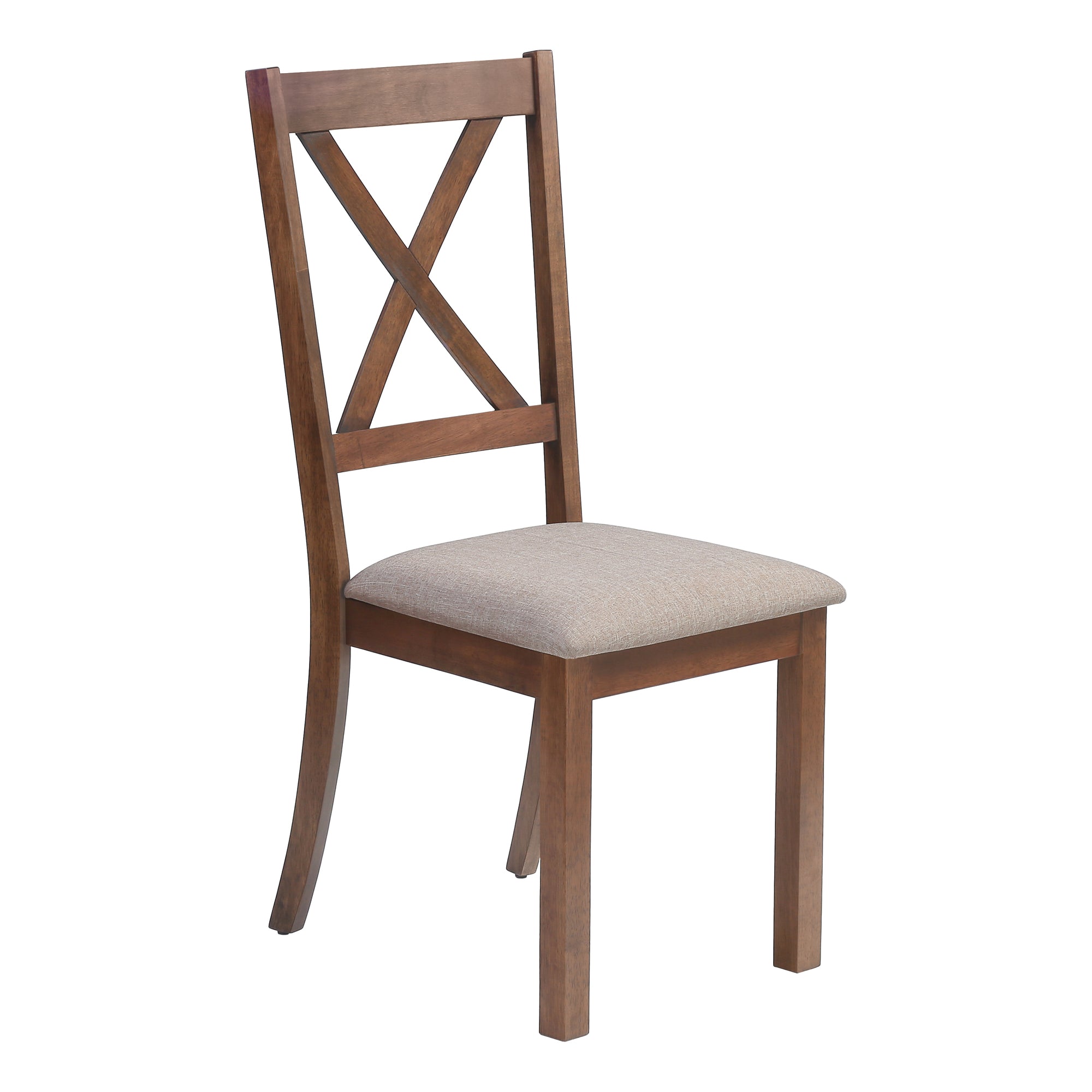 Chaises de salle à manger - 2 pièces / 40"H Noyer brun / Tissu beige