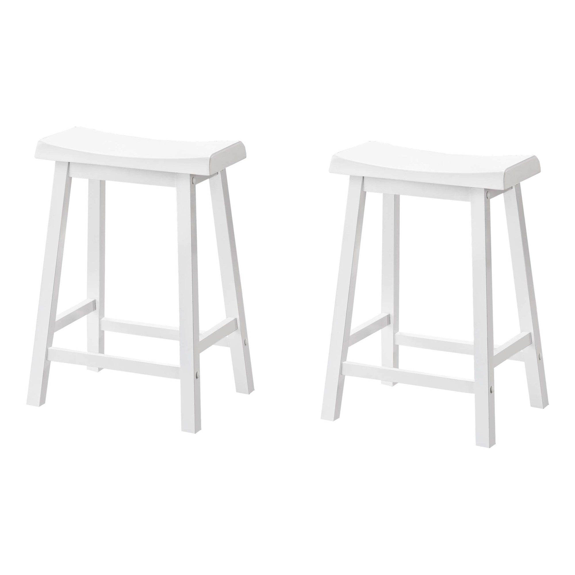 TABOURET DE BAR - 2 PIÈCES / 24"H / SIÈGE SELLE BLANC