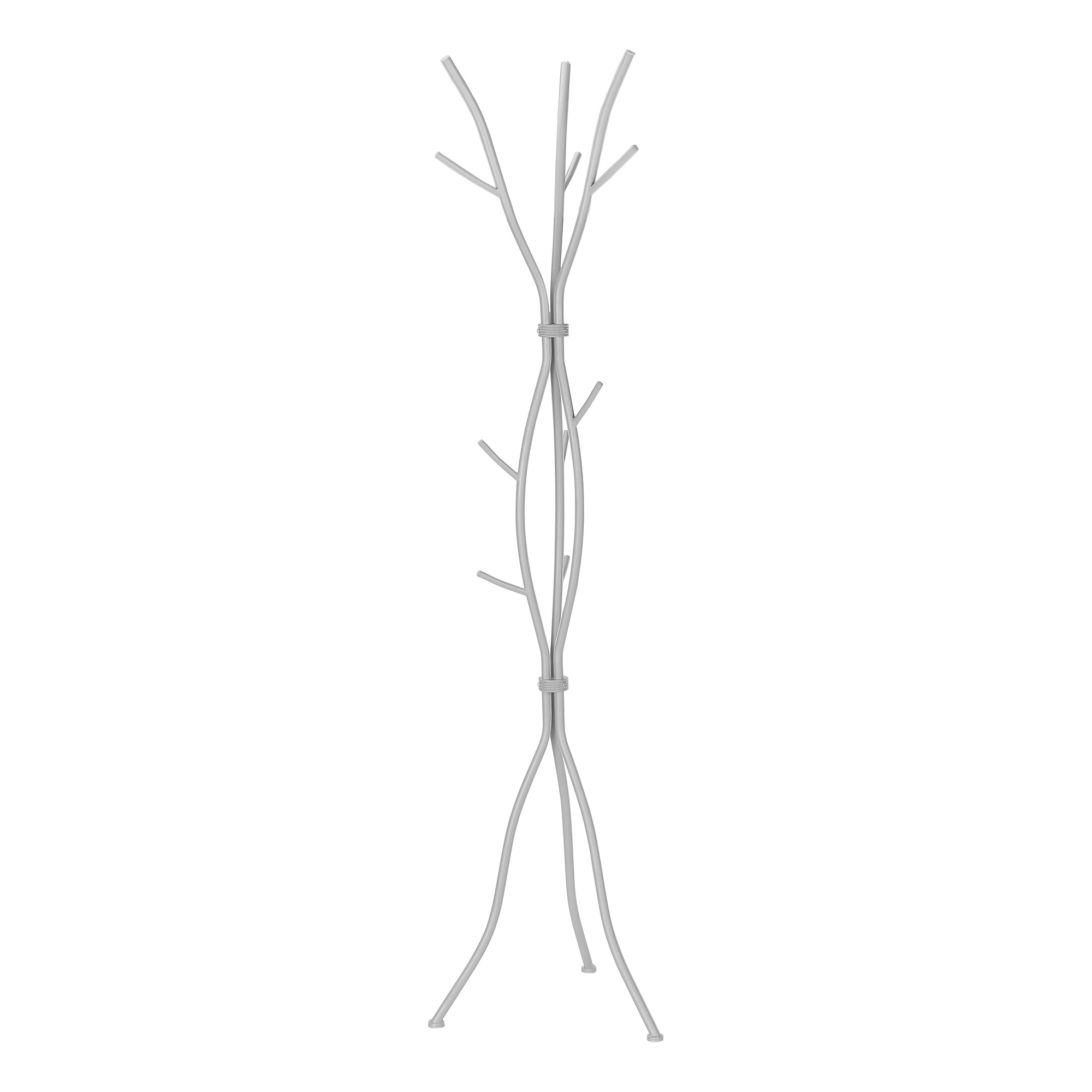 COAT RACK - 74"H / HAMMERED SILVER METAL