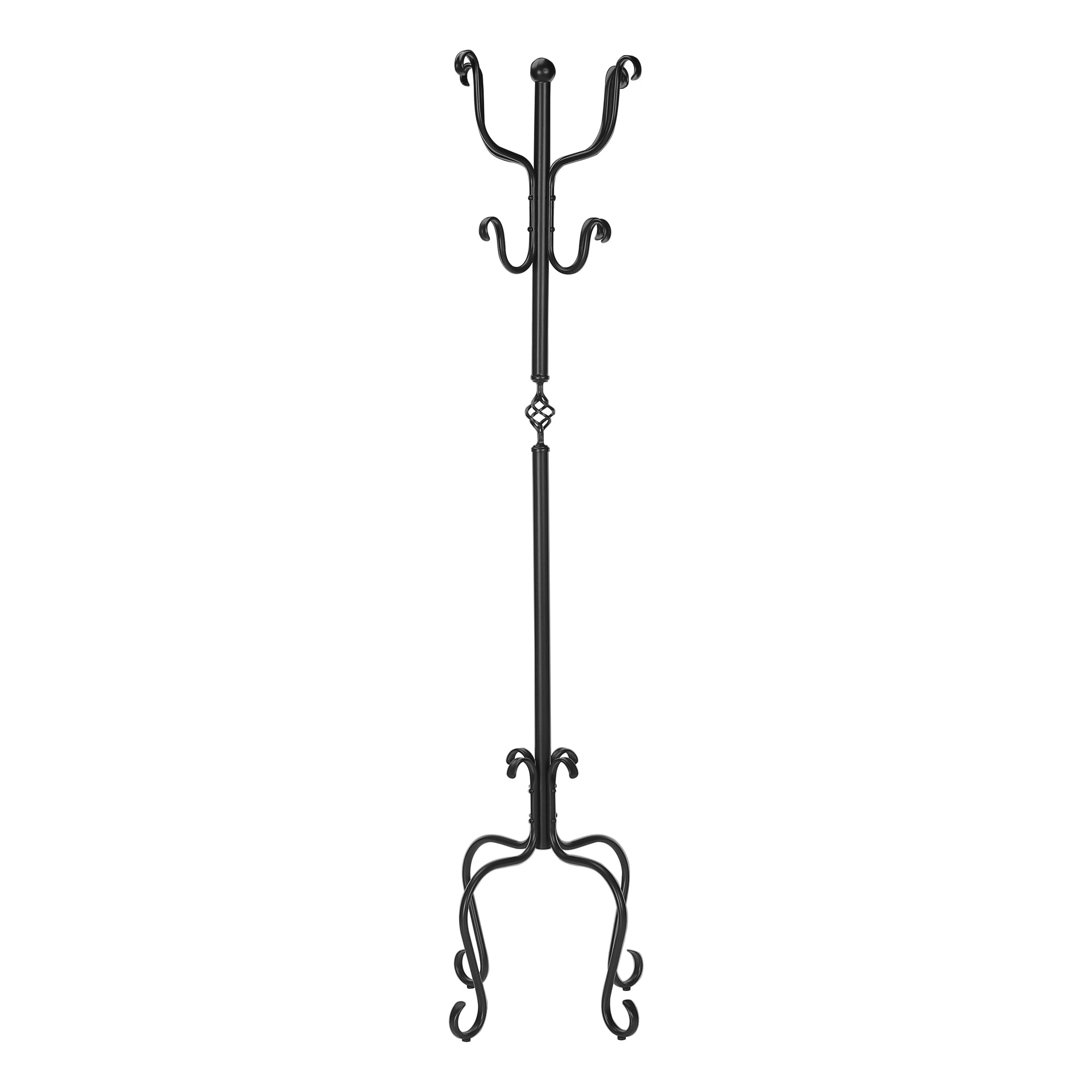PORTE-MANTEAU - 74"H / MÉTAL NOIR MARTELÉ TRADITIONNEL