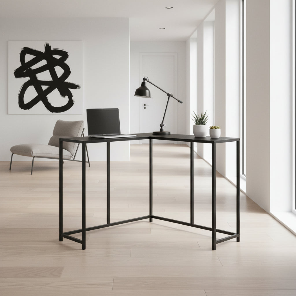 TABLE D'APPOINT - 36"L / NOIR / CONSOLE D'ANGLE NOIRE