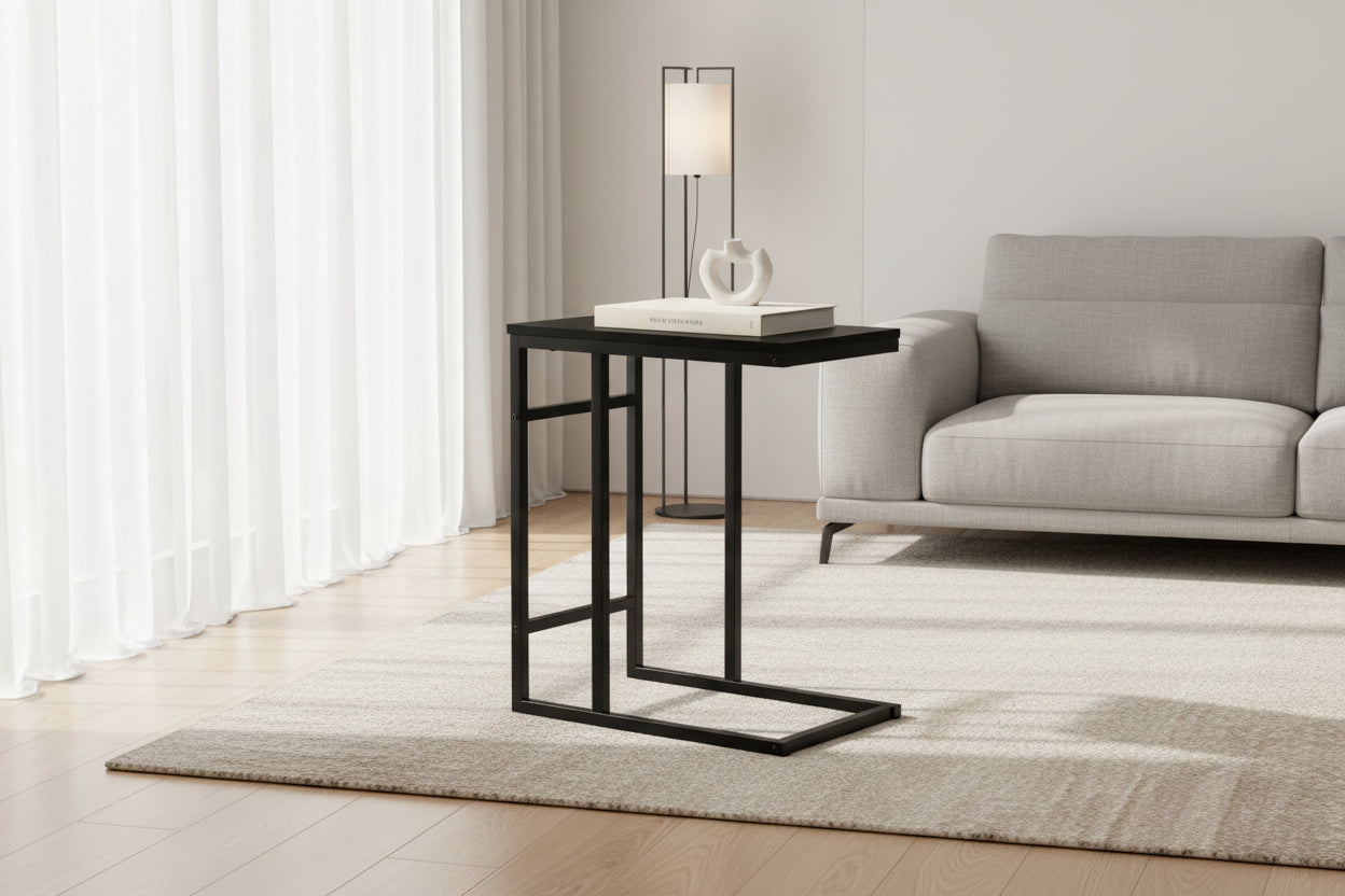 TABLE D'APPOINT - 24"H / NOIR / MÉTAL NOIR