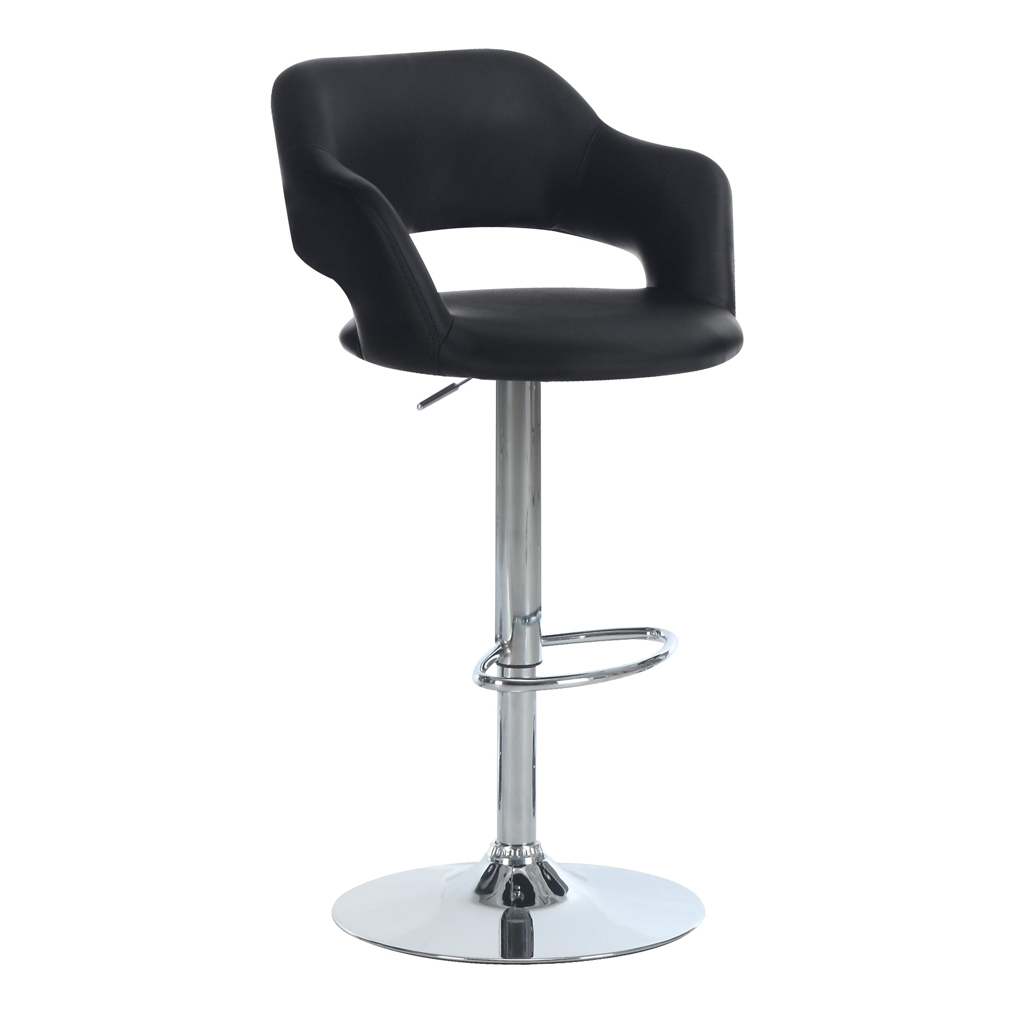 TABOURET DE BAR - NOIR / MÉTAL CHROME À LEVER HYDRAULIQUE