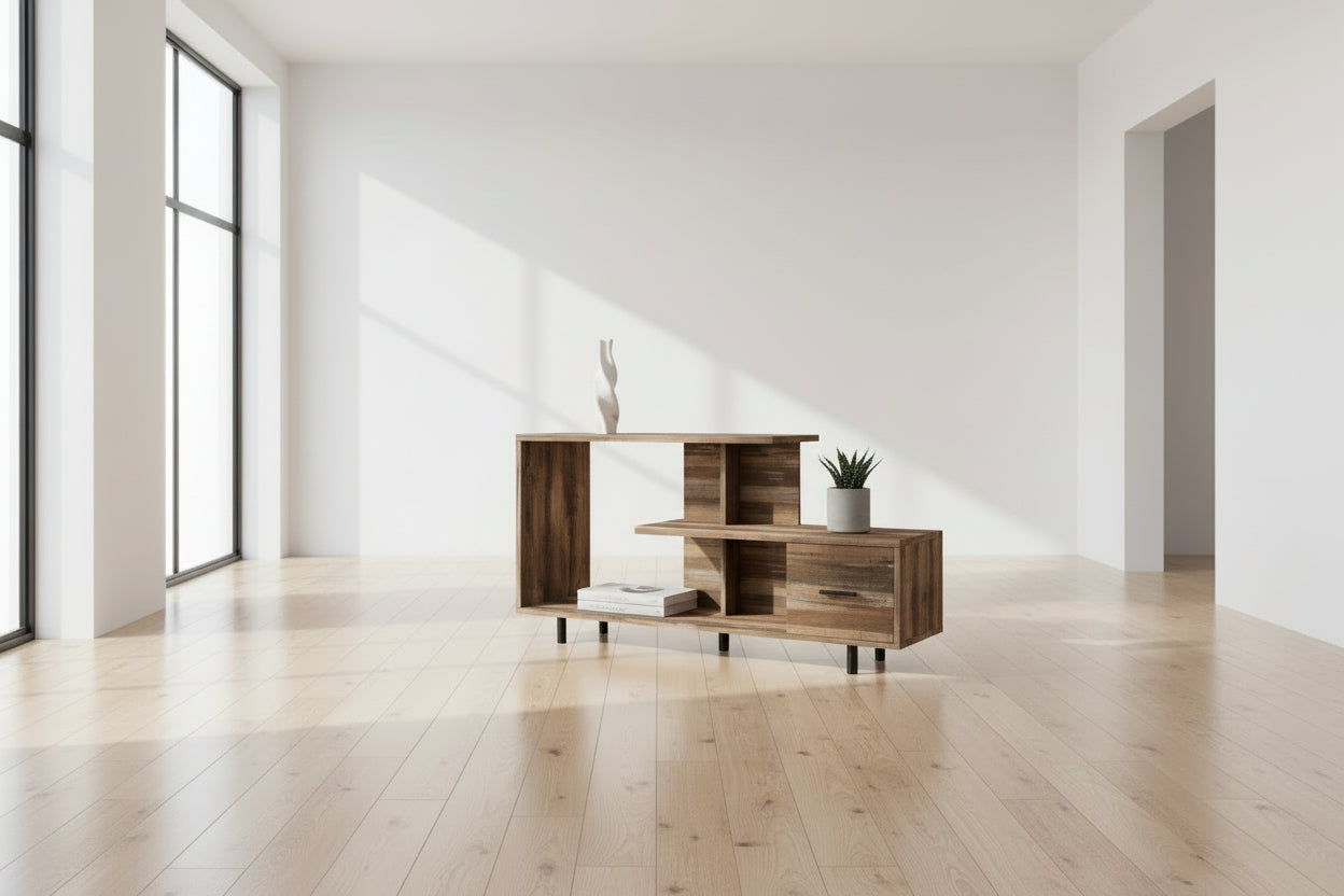 MEUBLE TV - 48"L / BRUN RÉCUPÉRÉ / 1 TIROIR