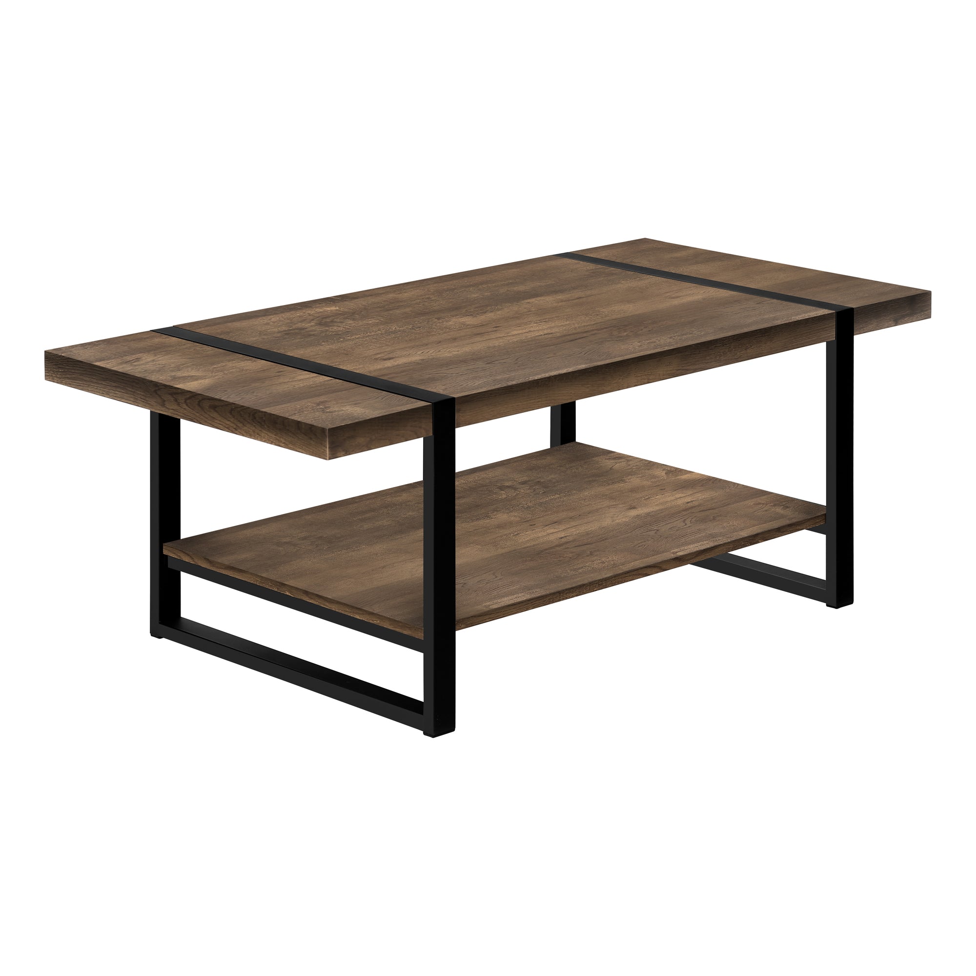 TABLE BASSE - ASPECT BOIS RÉCUPÉRÉ MARRON / MÉTAL NOIR
