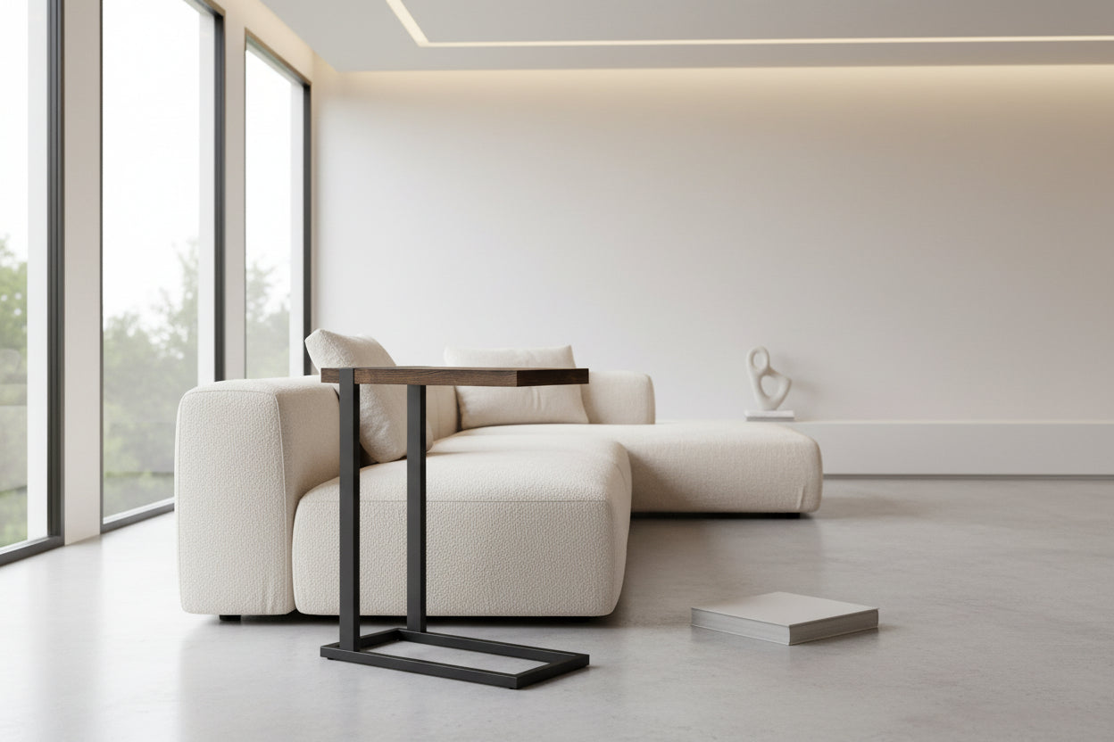 TABLE D'APPOINT - ASPECT BOIS RÉCUPÉRÉ MARRON / MÉTAL NOIR