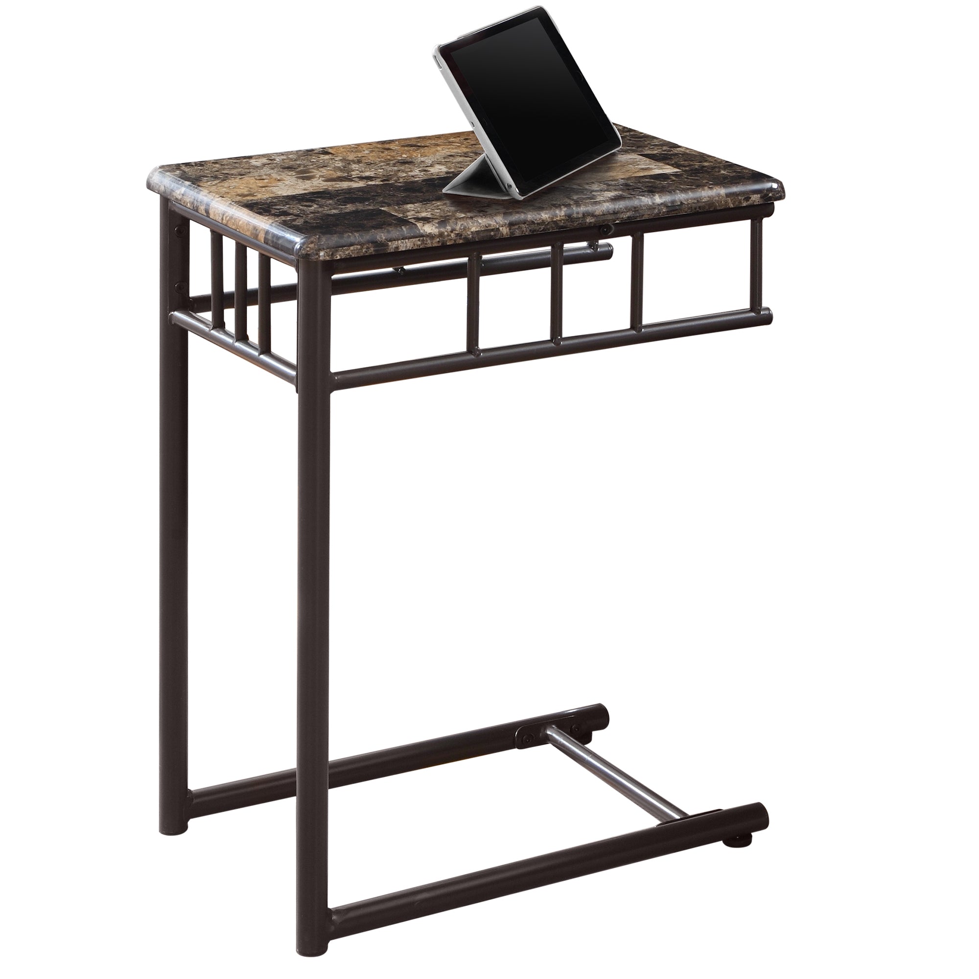 ACCENT TABLE - ESPRESSO MARBLE / BRONZE METAL