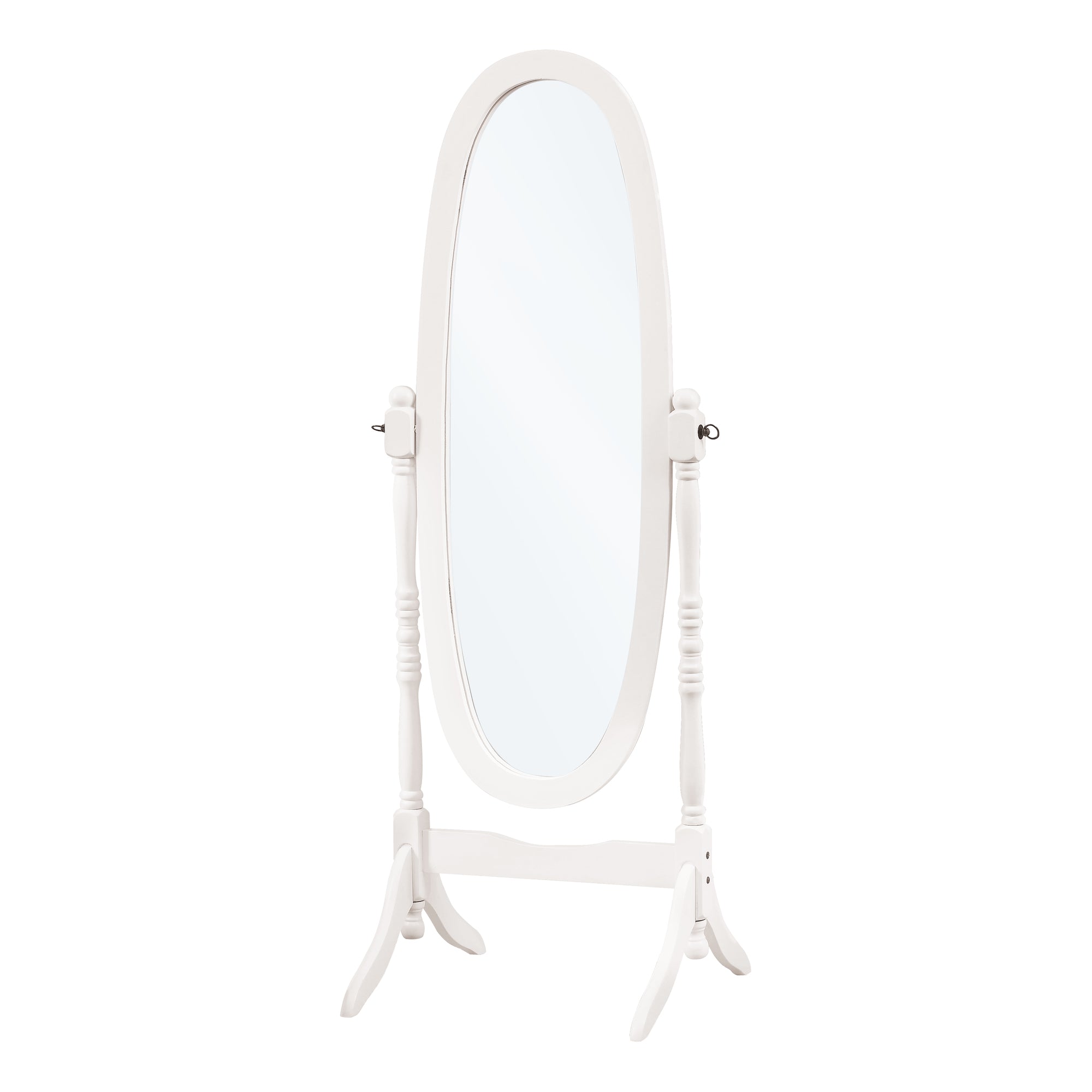 MIROIR - 59"H / CADRE OVALE EN BOIS BLANC ANTIQUE