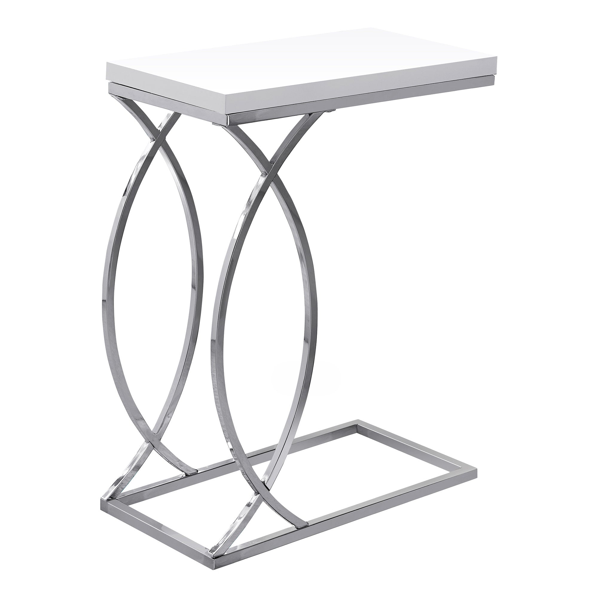 ACCENT TABLE - GLOSSY WHITE WITH CHROME METAL