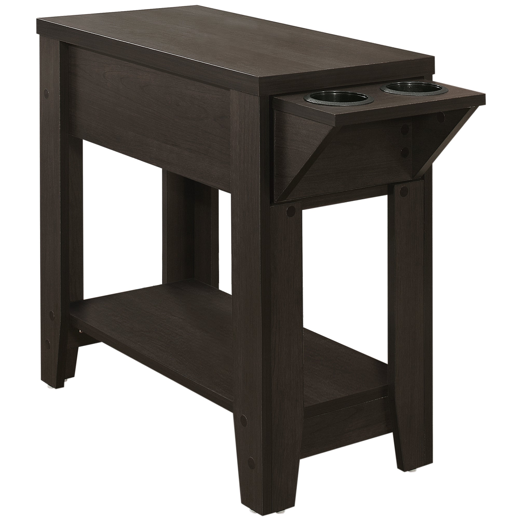 ACCENT TABLE - 23"H / ESPRESSO WITH A GLASS HOLDER
