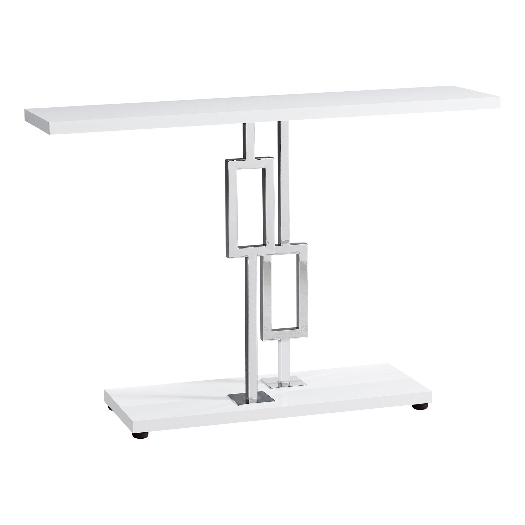 TABLE D'APPOINT - 48"L / BLANC BRILLANT / MÉTAL CHROME