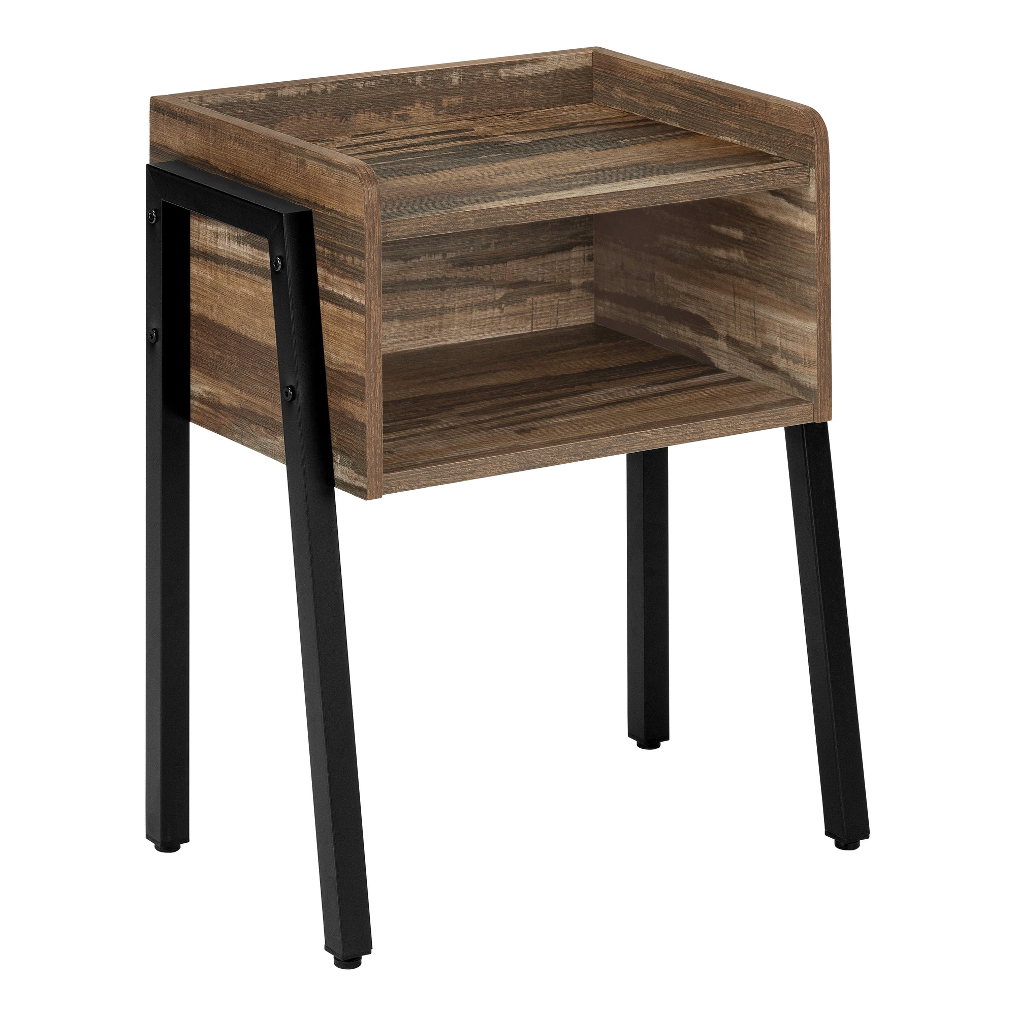 TABLE D'APPOINT - 23"H / ASPECT RÉCUPÉRÉ BRUN / MÉTAL NOIR
