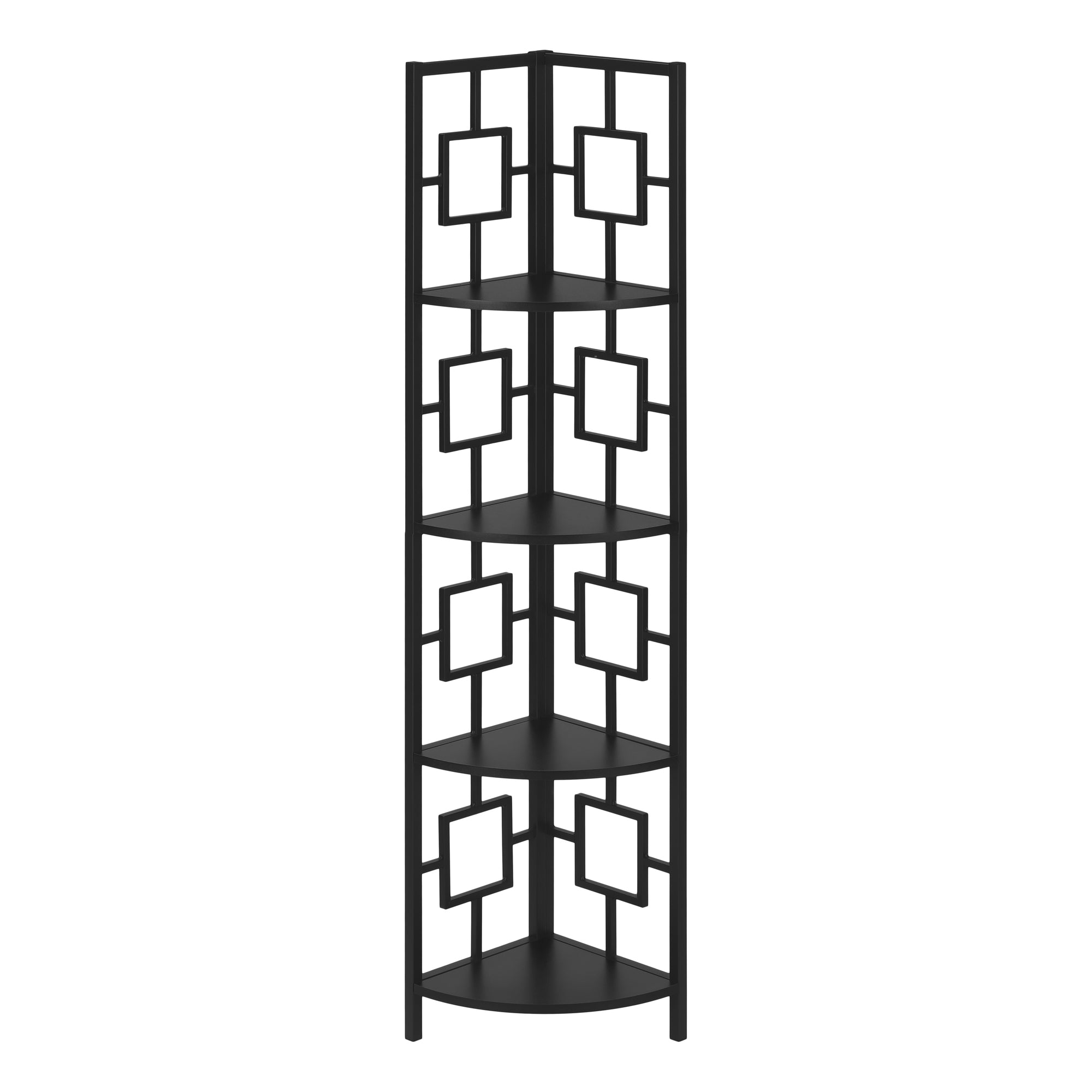 BOOKCASE - 62"H / BLACK / BLACK METAL CORNER ETAGERE