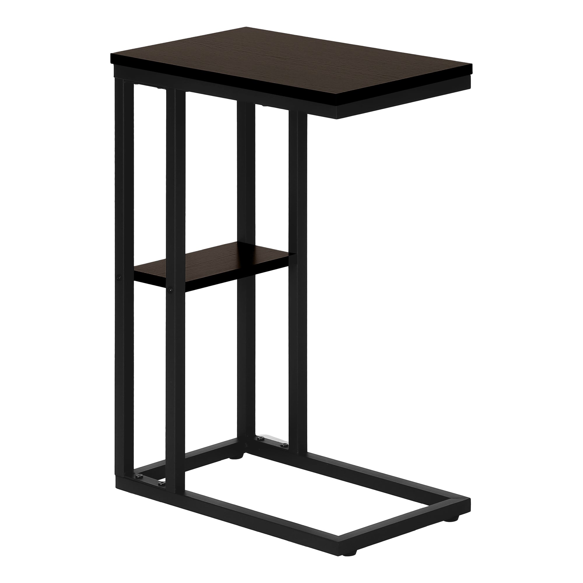 ACCENT TABLE - 25"H / ESPRESSO / BLACK METAL